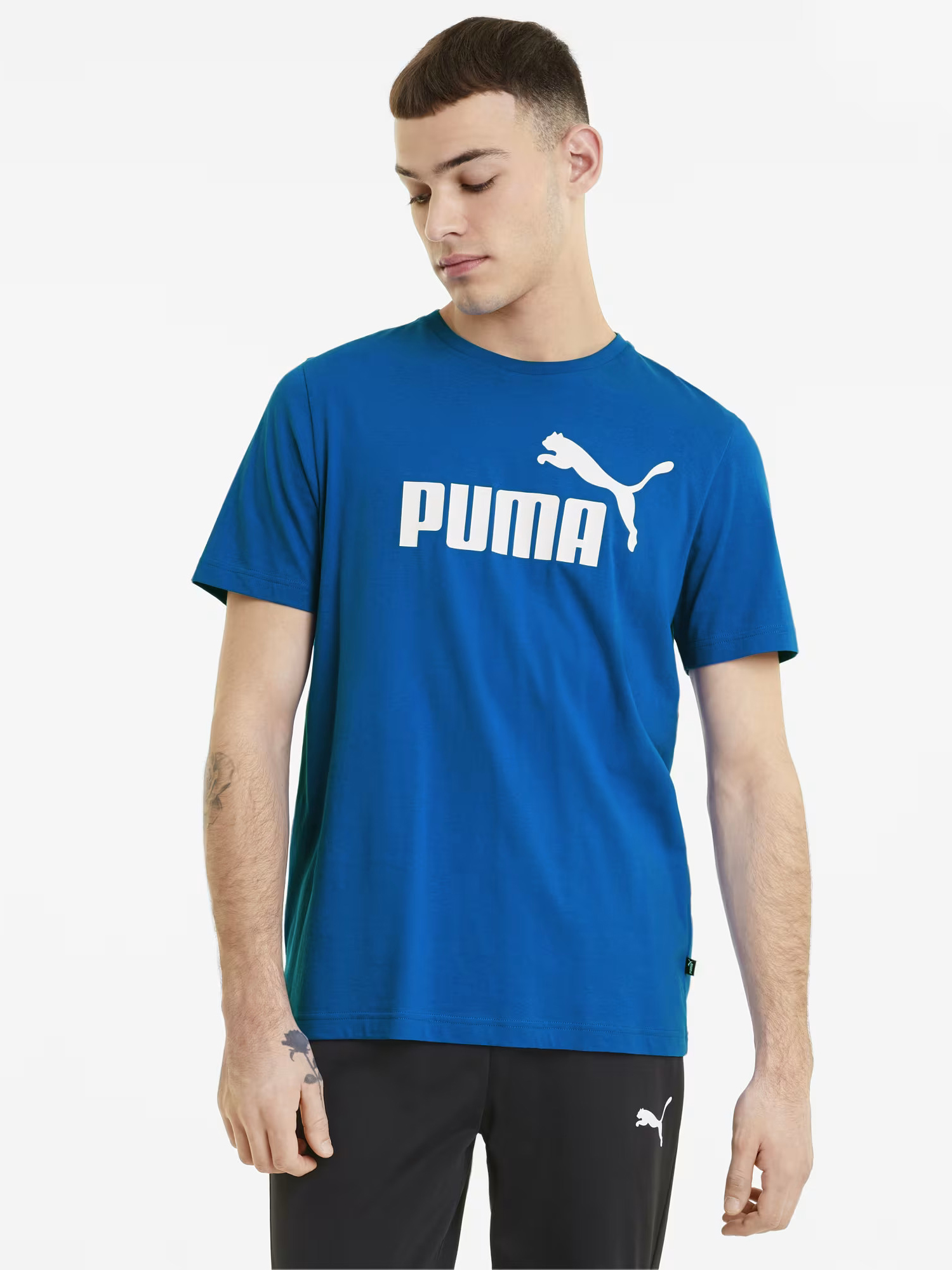 Акція на Футболка чоловіча Puma Essentials Foundation 58666658 XS Синя з принтом від Rozetka