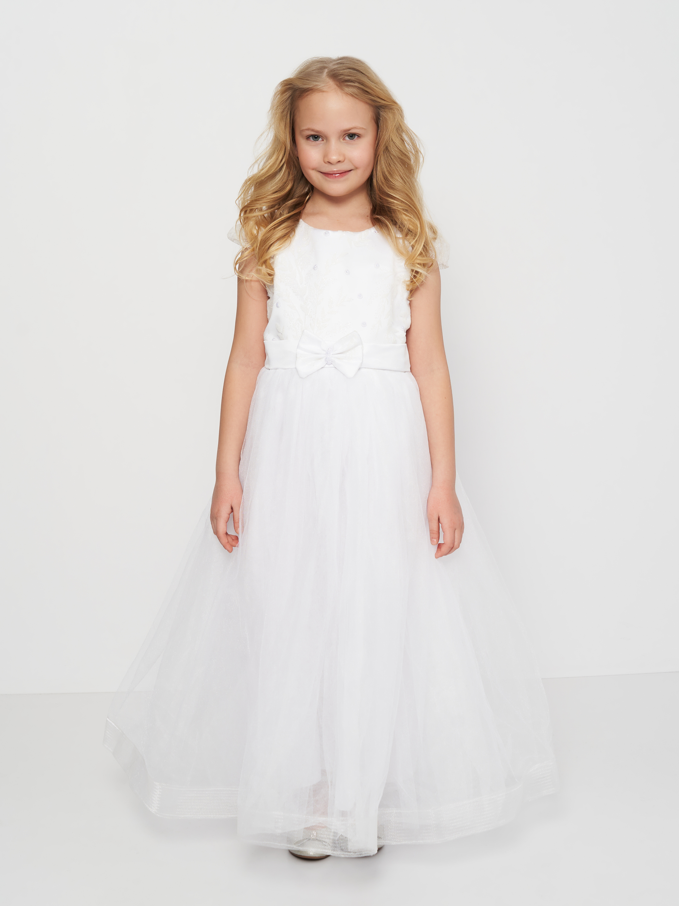 Акція на Дитяча святкова фатинова сукня для дівчинки LIS KRAЇNA 74017 128-146 см Біла від Rozetka