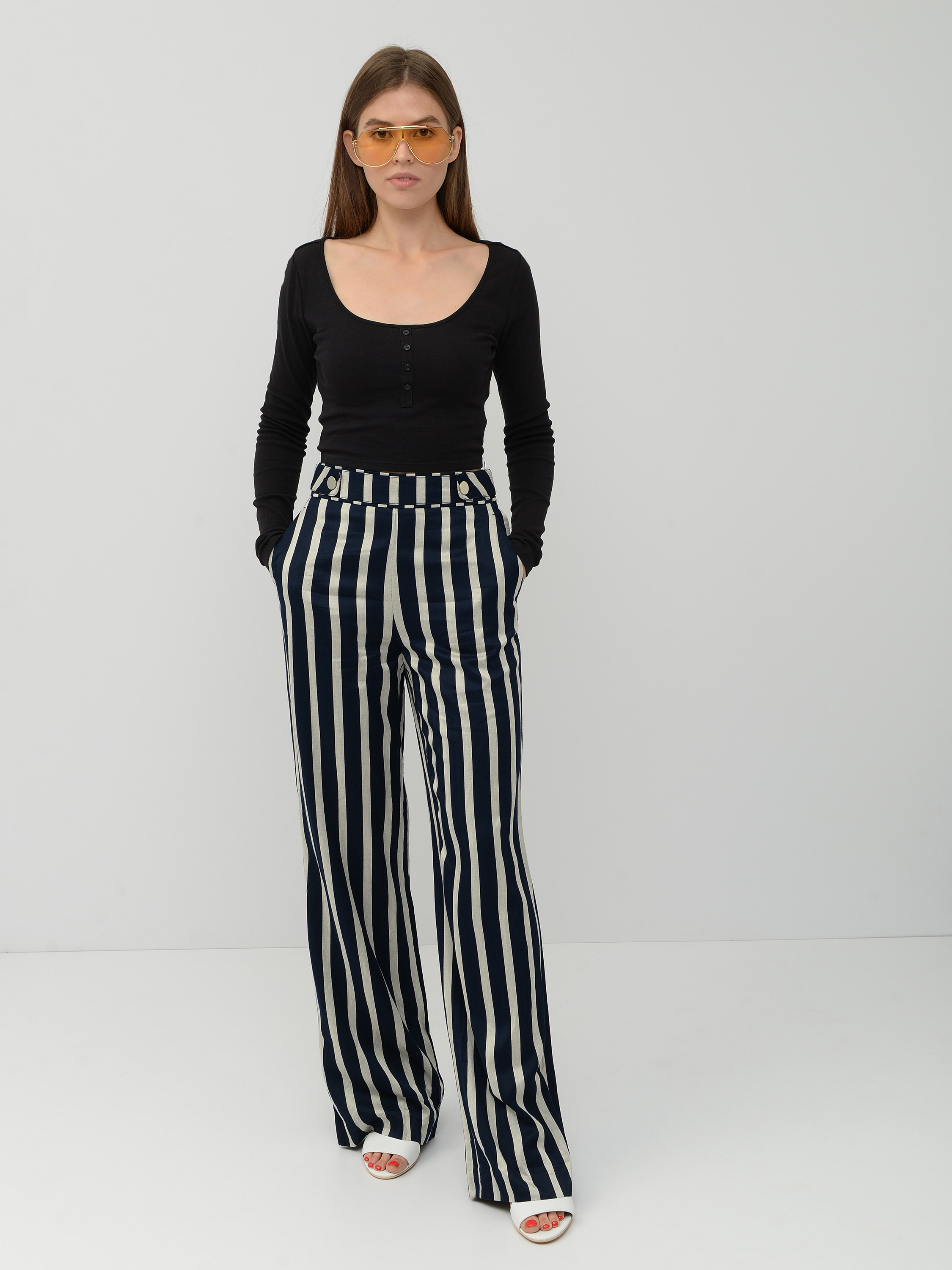 

Брюки H&M 34 сине серый полоска 5541021