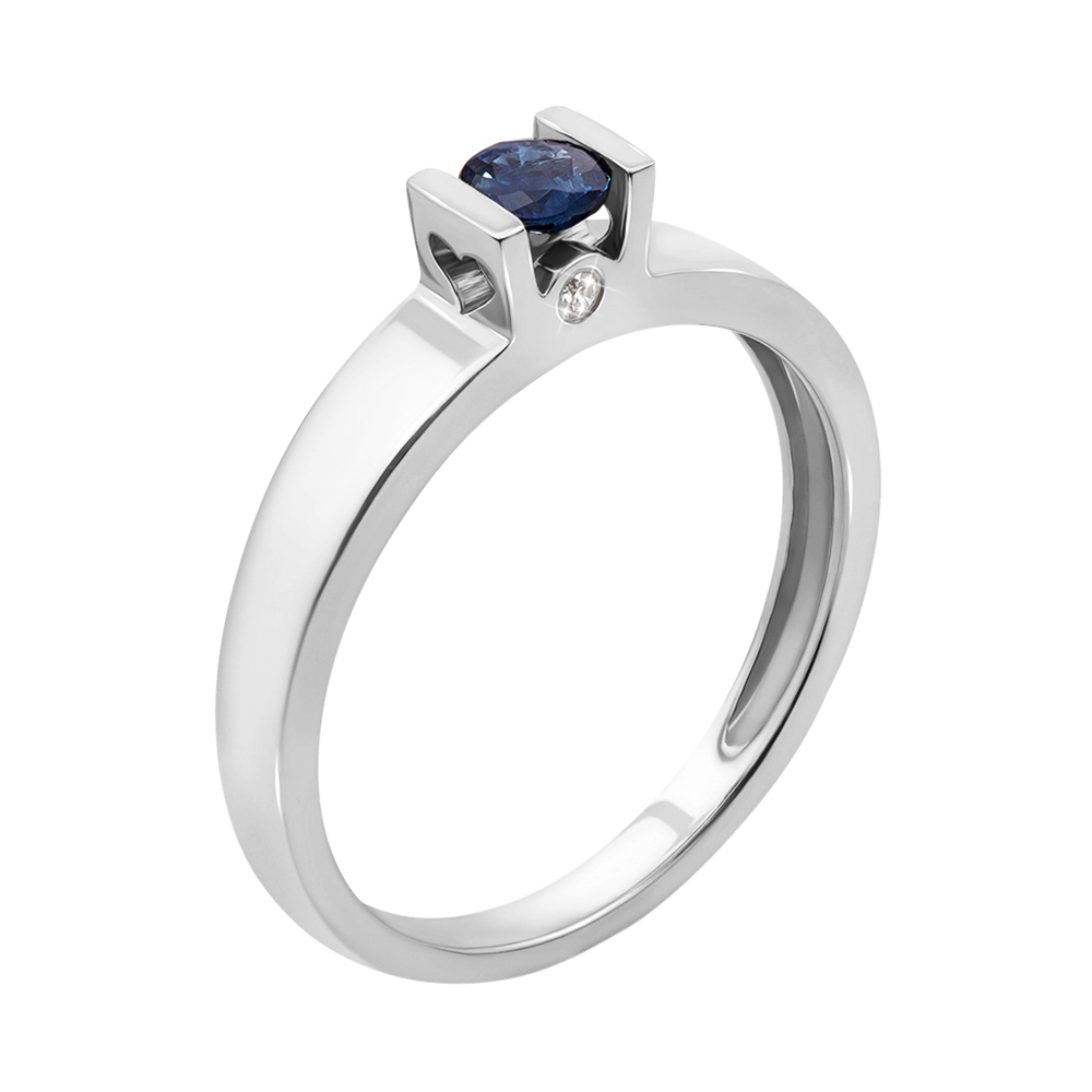 

Кольцо из белого золота с сапфиром и бриллиантами 000123070 16.5 размера