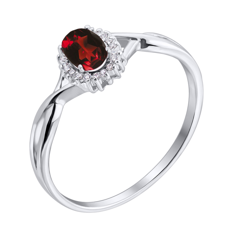 

Серебряное кольцо с гранатом и фианитами 000117870 16 размера