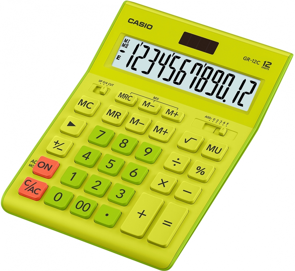 

Калькулятор настольный Casio 12 разрядный 209 * 155 * 34.5 мм салатовый (GR 12C GN W EP)