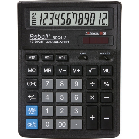 

Калькулятор бухгалтерский Rebell 193x143x38мм 12 разрядный черный (BDC 412 BX)