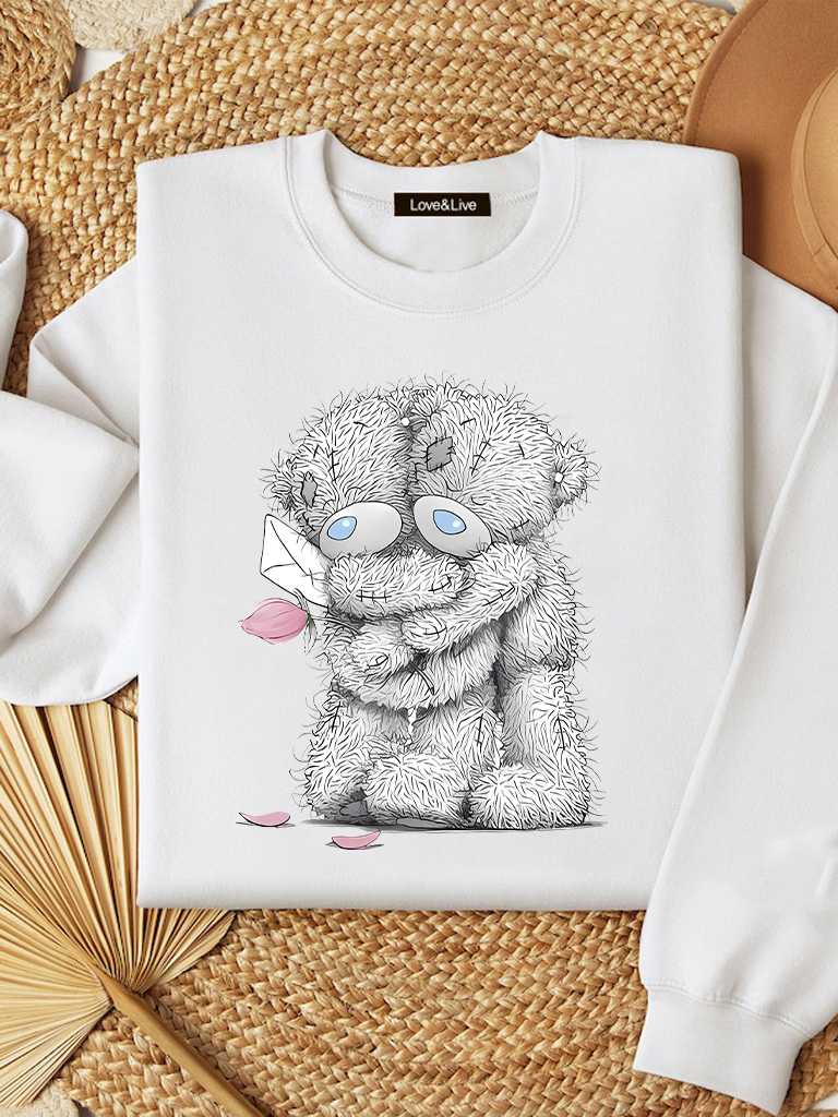 Акція на Світшот жіночий Love&Live Hugging Teddy LLP04444 XS Білий з принтом від Rozetka