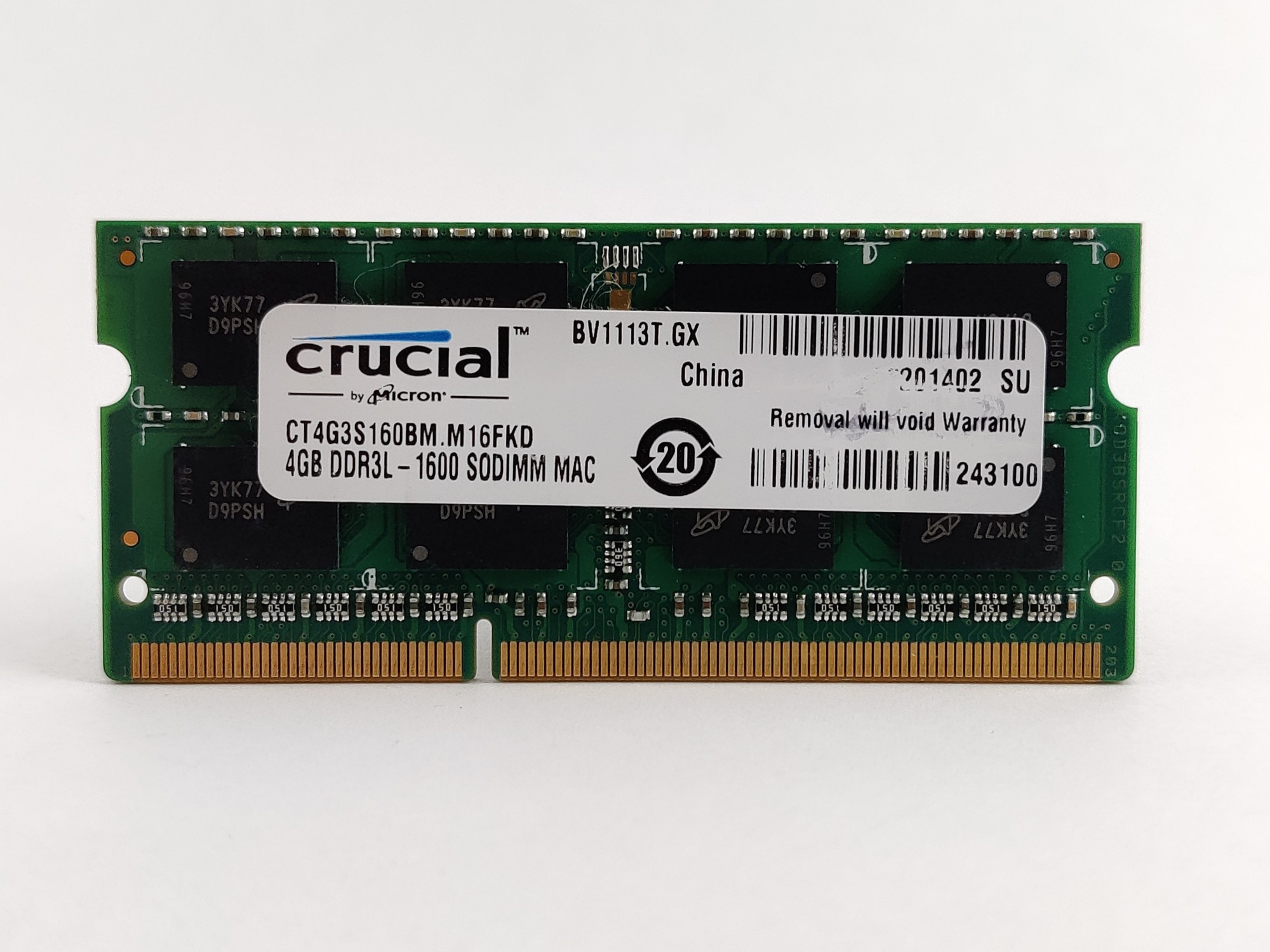 Оперативная память для ноутбука SODIMM Crucial DDR3L 4Gb 1600MHz PC3L ...