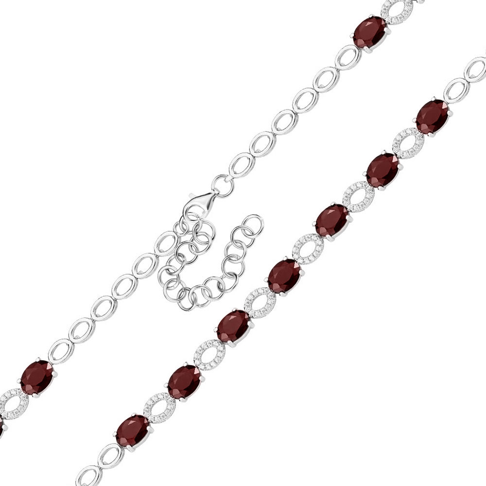 

Серебряный браслет с гранатами и фианитами 000140780 22.5 размера