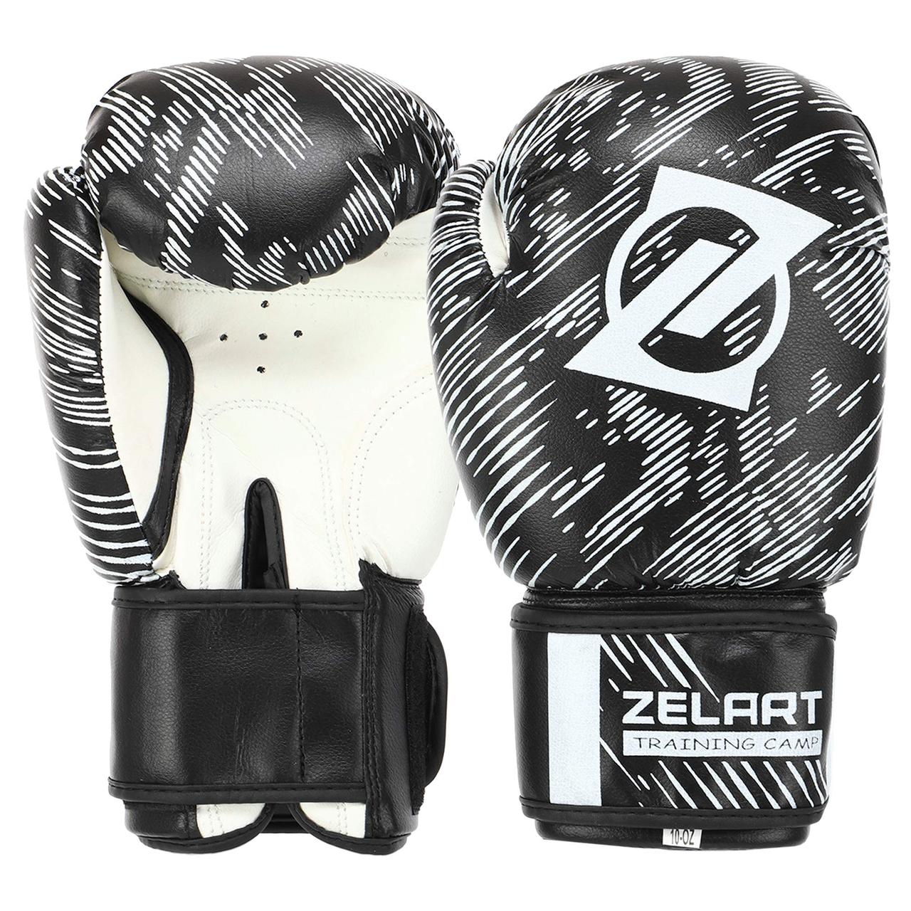 Перчатки боксерские на липучке Zelart Fight Gear 5018 8 унции Black ...