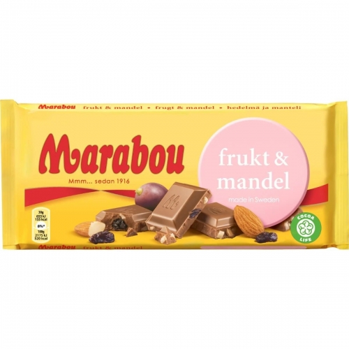 Молочний шоколад Marabou з фруктами та мигдалем 200 г 10879 ...
