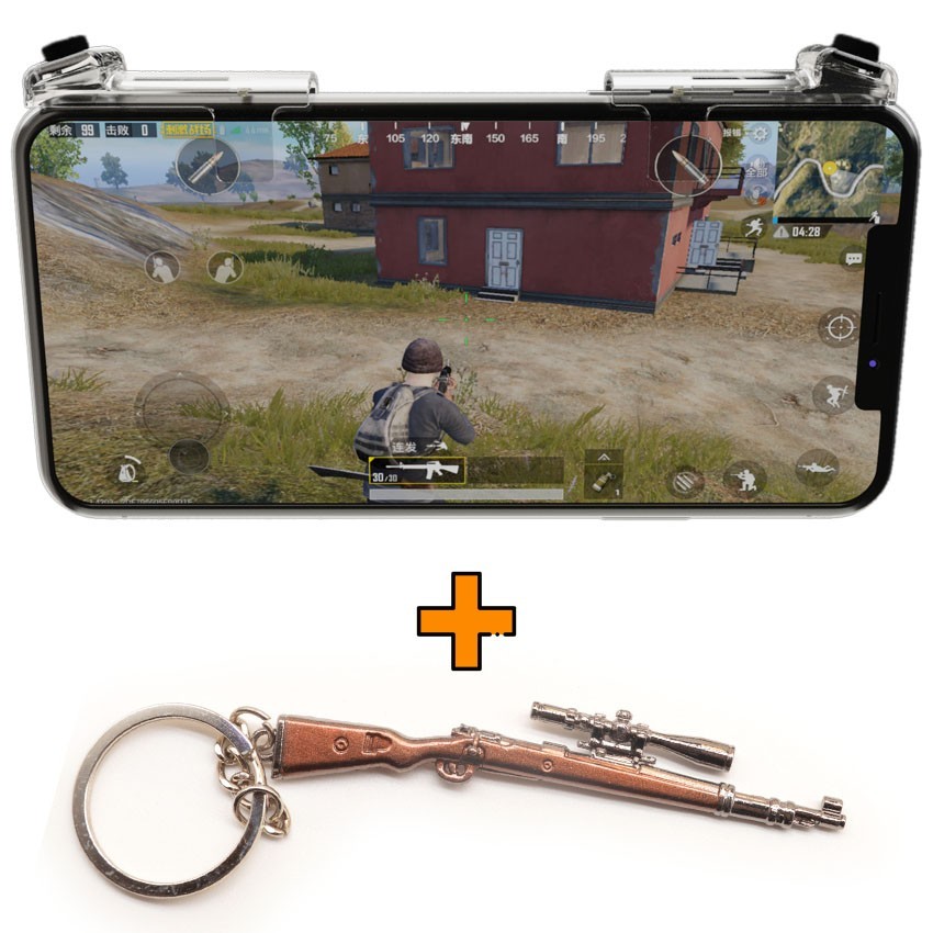 

Игровые контроллеры Marpiel HKII (геймпад триггеры курки для смартфона для PUBG) + брелок Kar98k