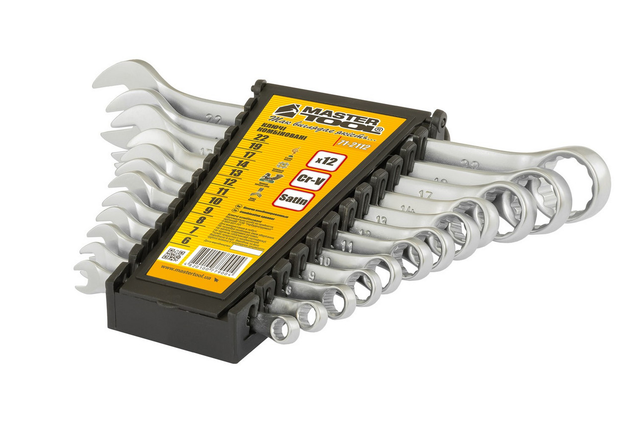 Ключи рожково-накидные MASTERTOOL SATIN FINISH набор 12 шт (6-14/17/19 ...