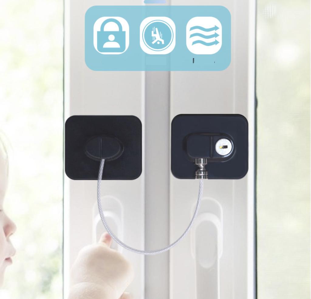 Детский замок на окна Penkid Safety Lock с тросом Черный – фото, отзывы ...
