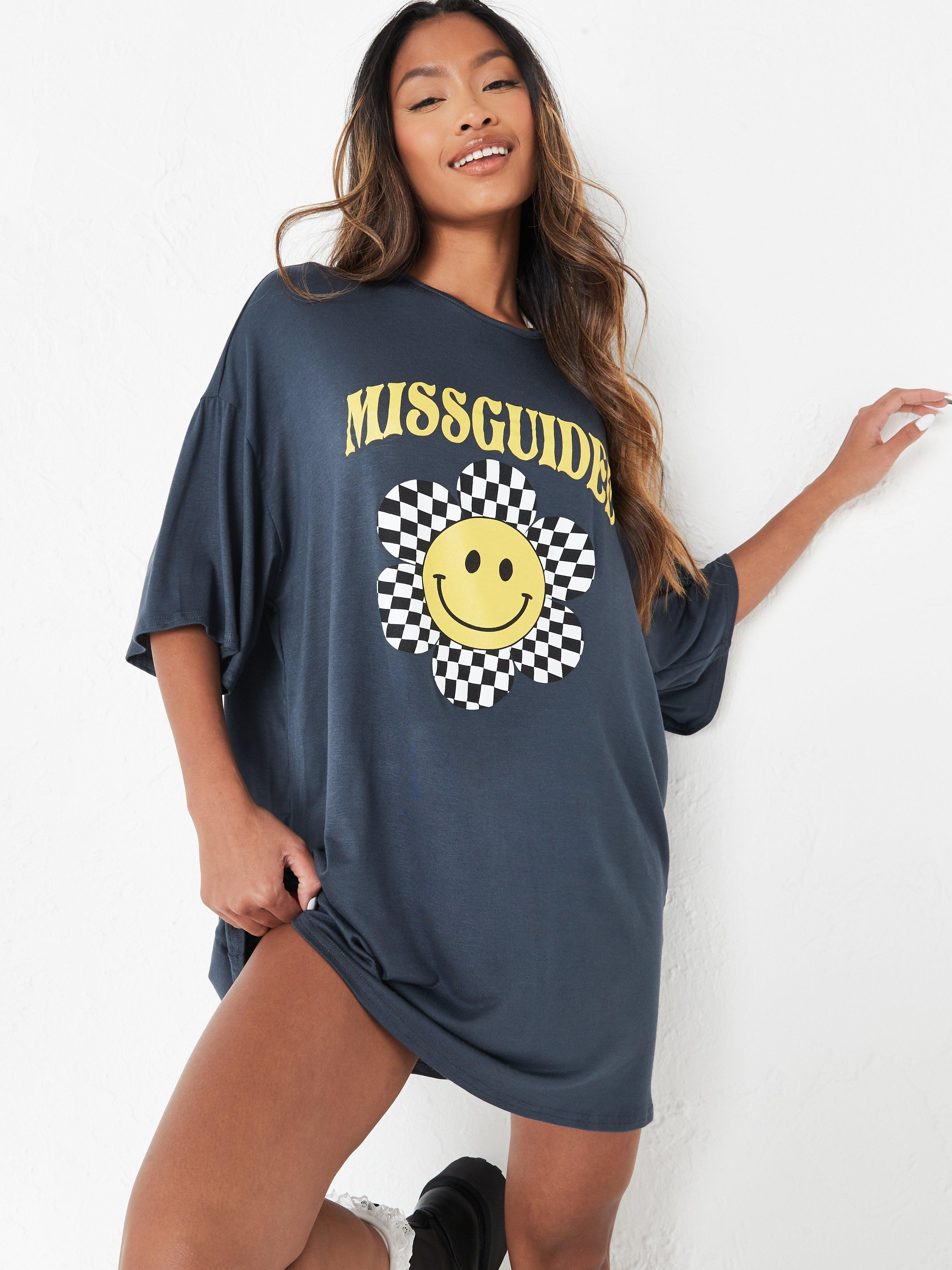 Акція на Плаття-футболка міні літнє жіноче Missguided GD-00064644 36 Сіро-синє від Rozetka