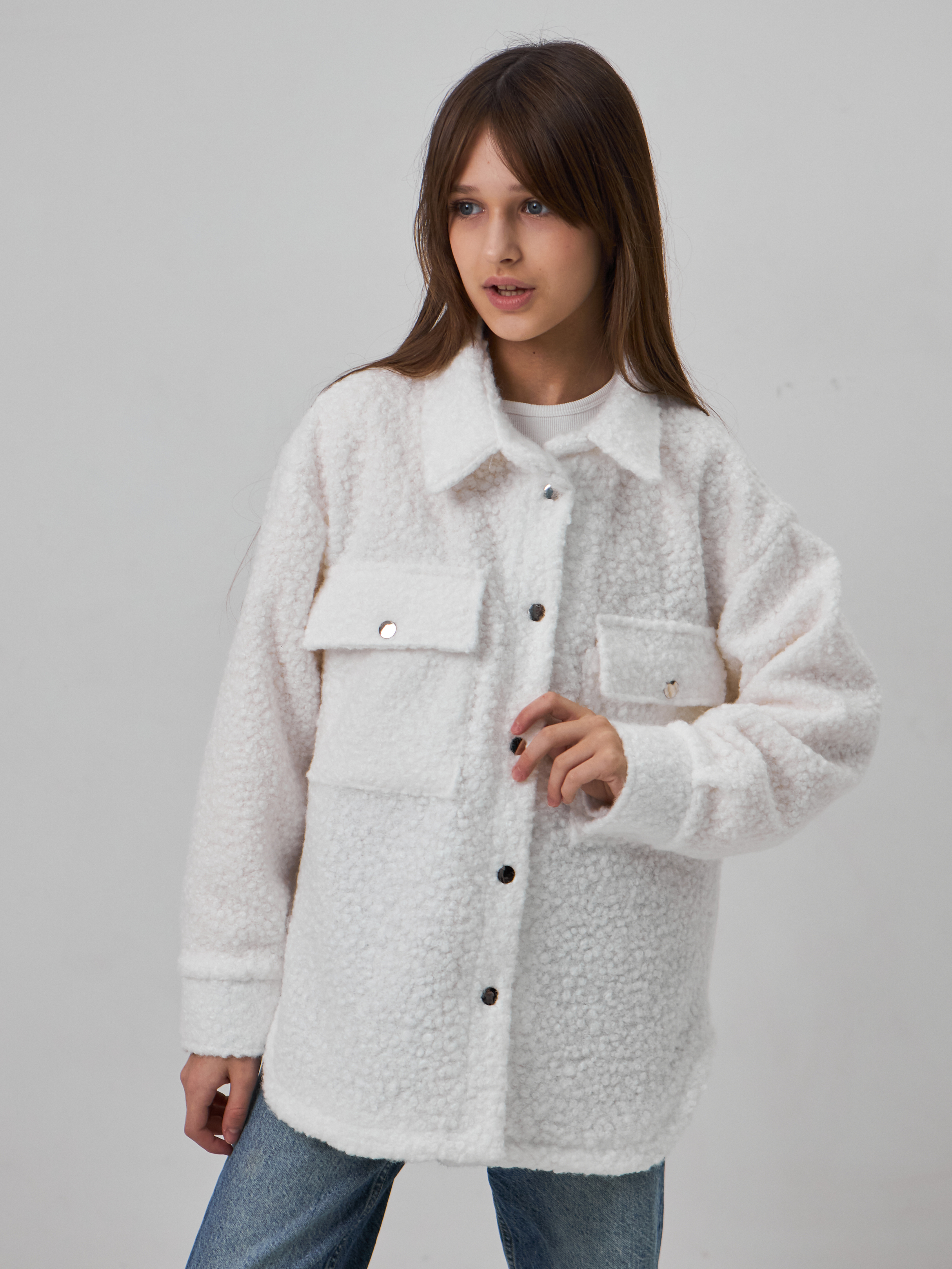 Акция на Підліткова демісезонна куртка-сорочка для дівчинки Tair kids ПЛ 108-ПЛ 106 152 см Молочна от Rozetka