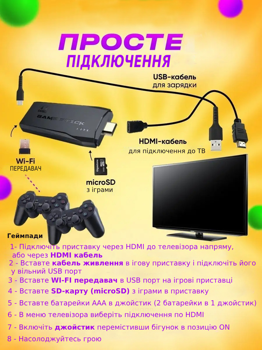 Игровая приставка (ретро-консоль) GameStick LITE GREEN с HDMI: 3535 игр  Dendy Sega (аркадные игры) 4K, черного цвета 2 джойстика в комплекте 32ГБ –  фото, отзывы, характеристики в интернет-магазине ROZETKA от продавца:  Comersio |