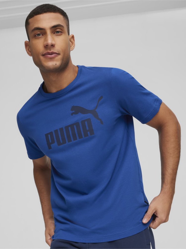 Акція на Футболка чоловіча Puma Essentials Foundation 58666759 2XL Синя з принтом від Rozetka