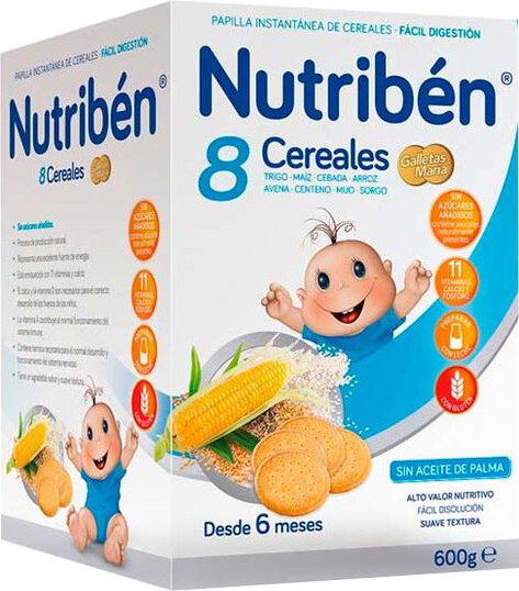 Детские злаковые хлопья Nutriben 8 Cereals с крекерами Мария 600 г ...