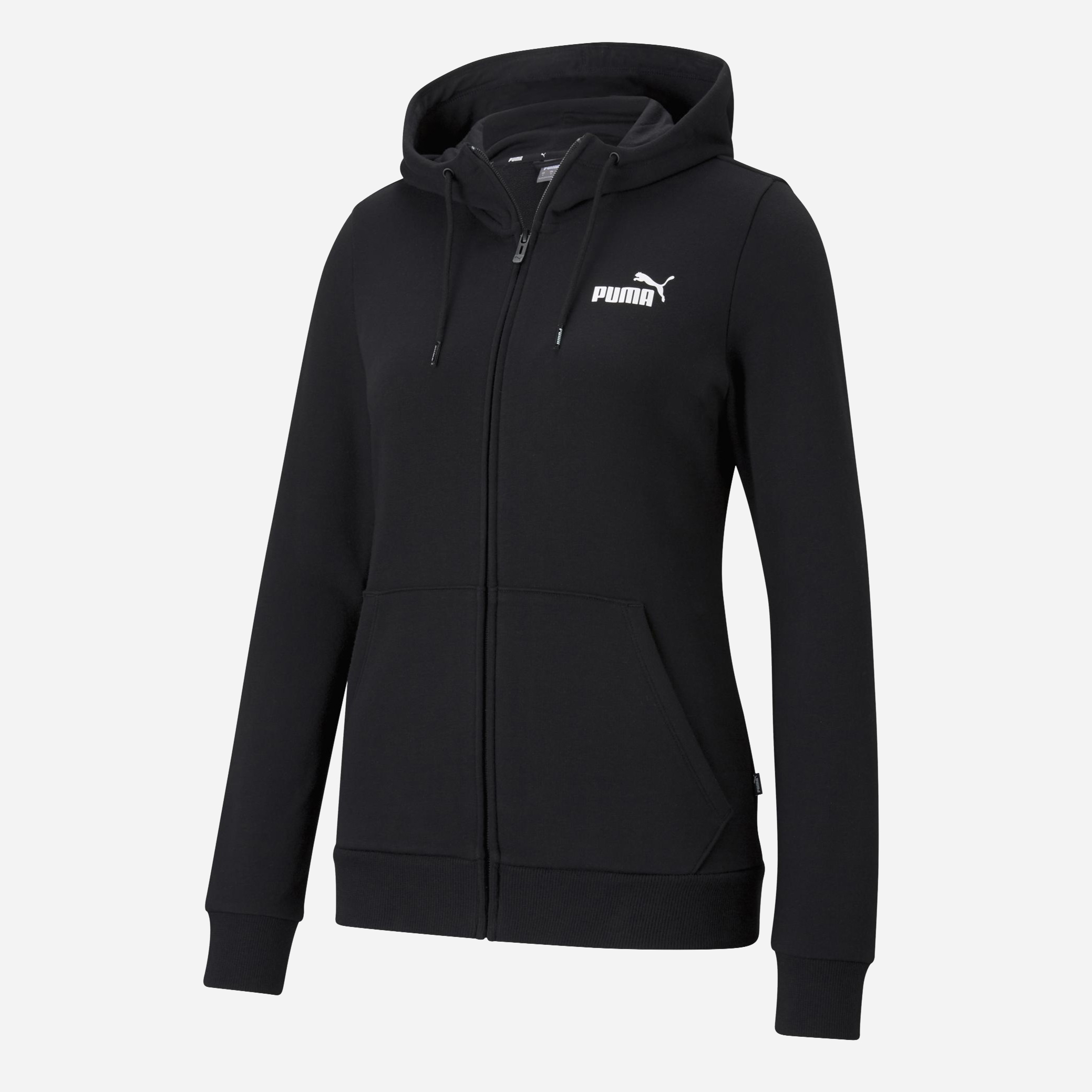 Акція на Толстовка на блискавці з капюшоном жіноча Puma Ess Small Logo Full-Zip Hoodie Tr B 586813-01 M Чорна від Rozetka