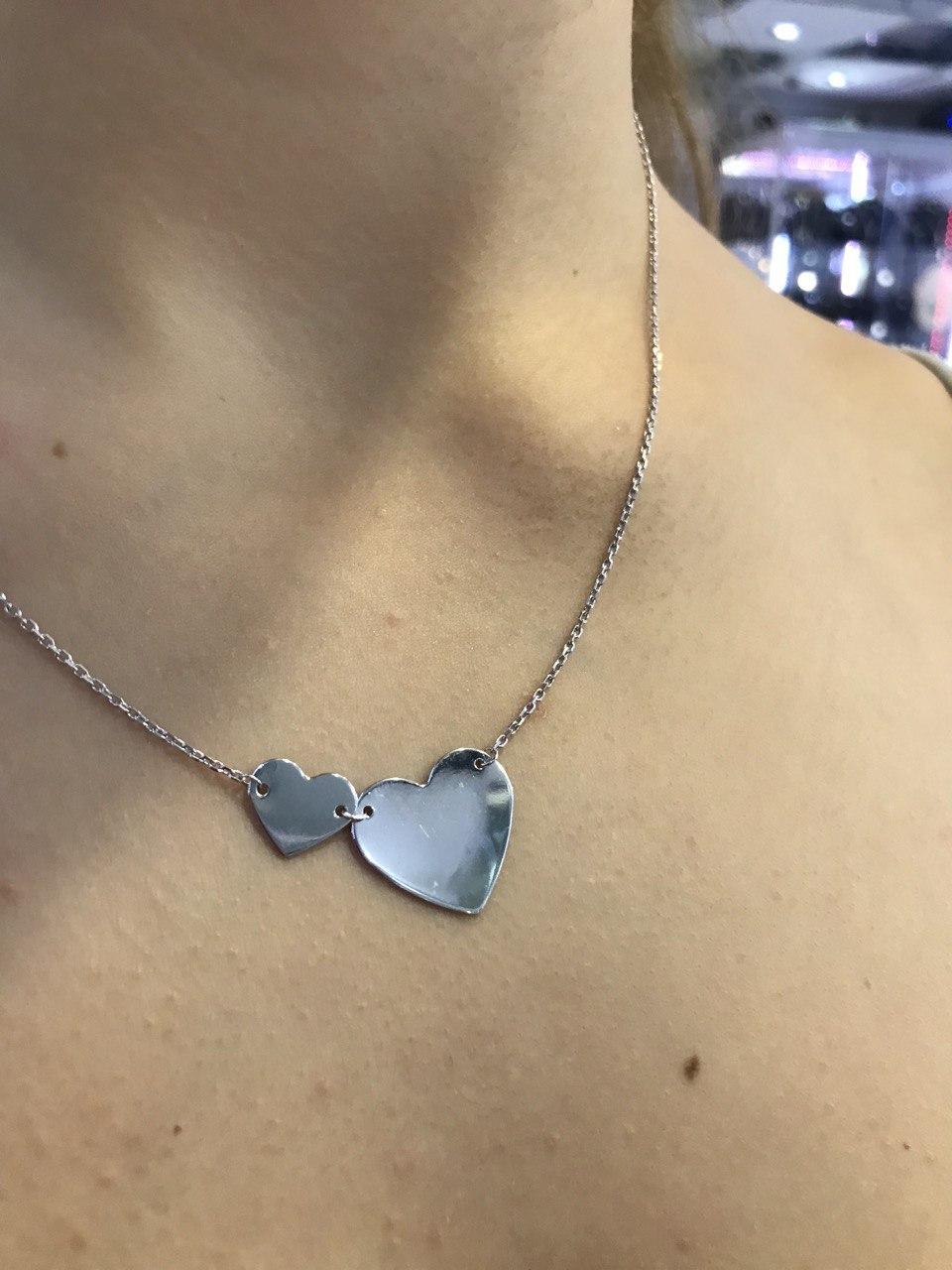 

Колье серебряное Два сердечка 8610928, 45 размер