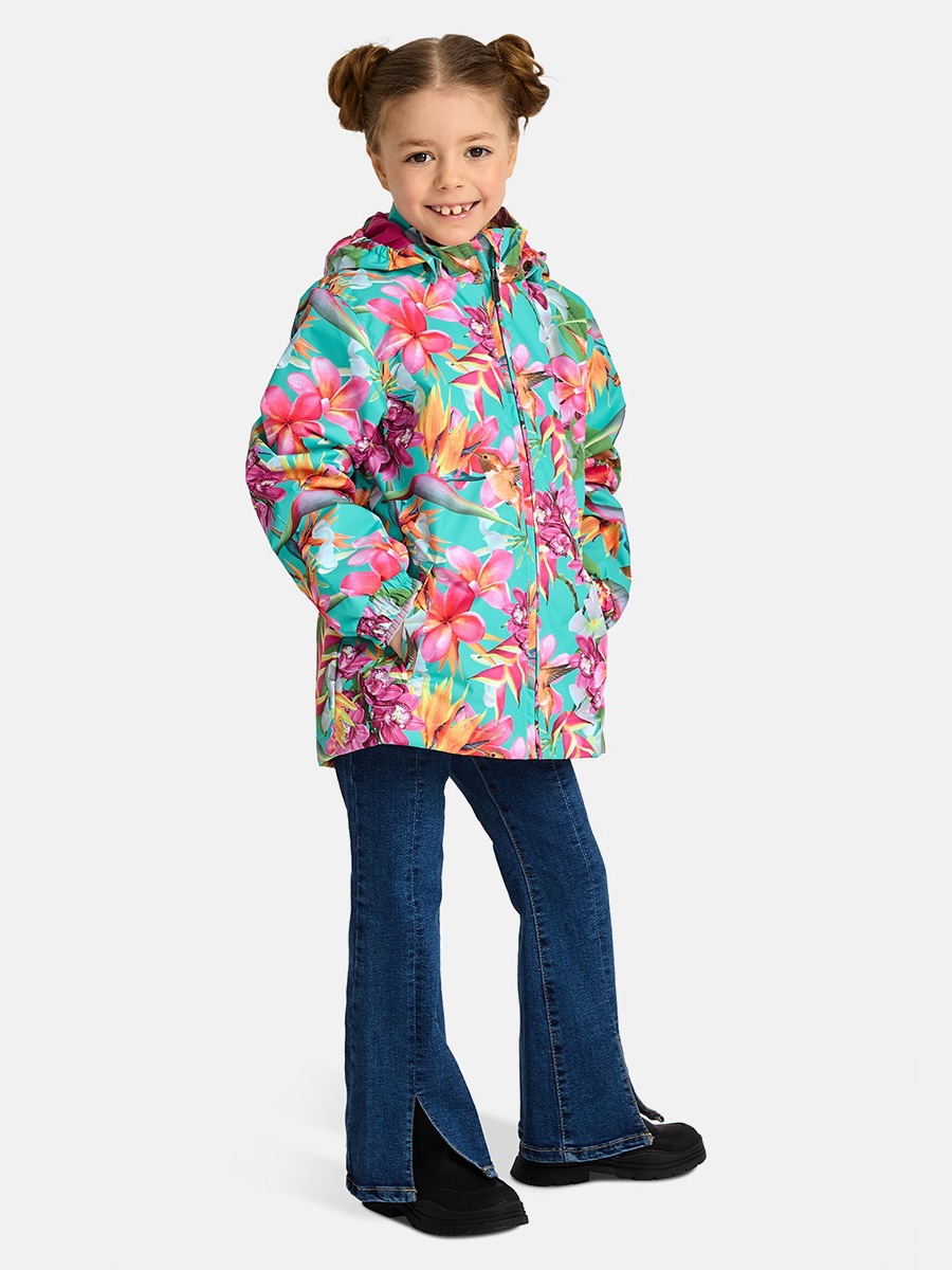 Акція на Дитяча довга демісезонна куртка для дівчинки Huppa Joly 17840004-44099 122 см Різнокольорова з принтом від Rozetka