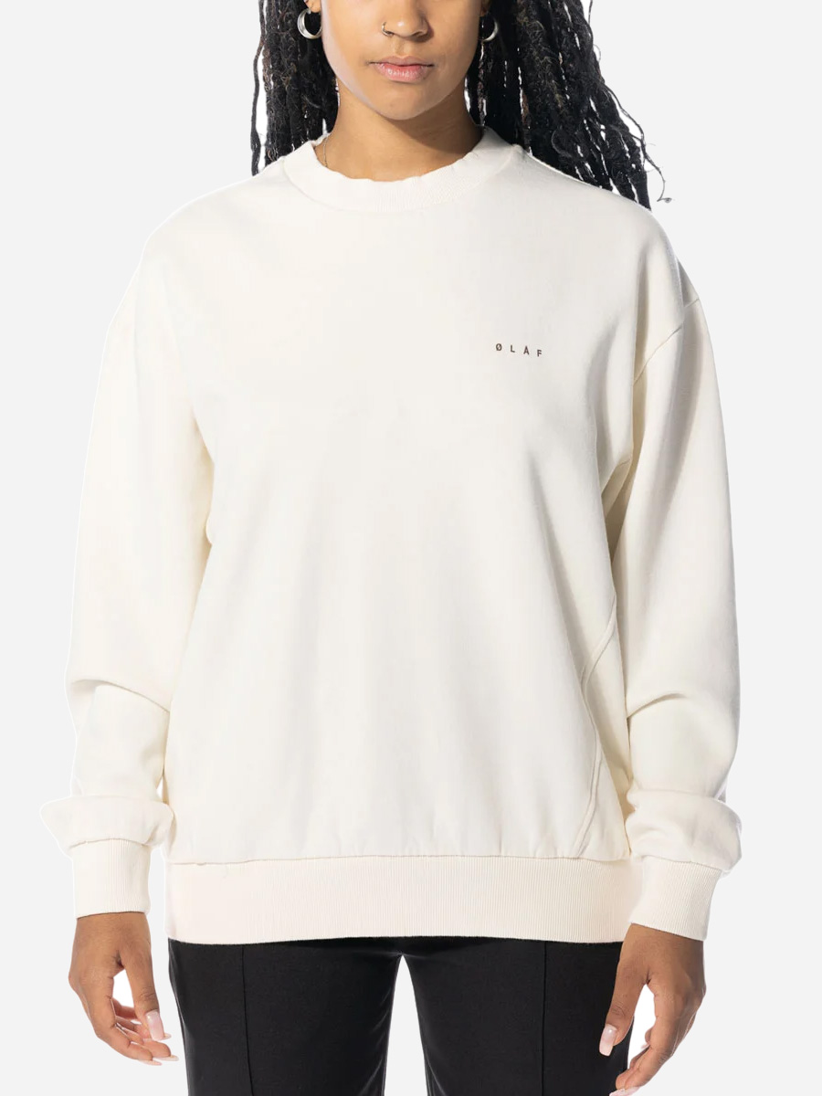 Акція на Світшот оверсайз жіночий Olaf Face Crewneck WMN "Off White" W140202-WHITE S Екрю від Rozetka