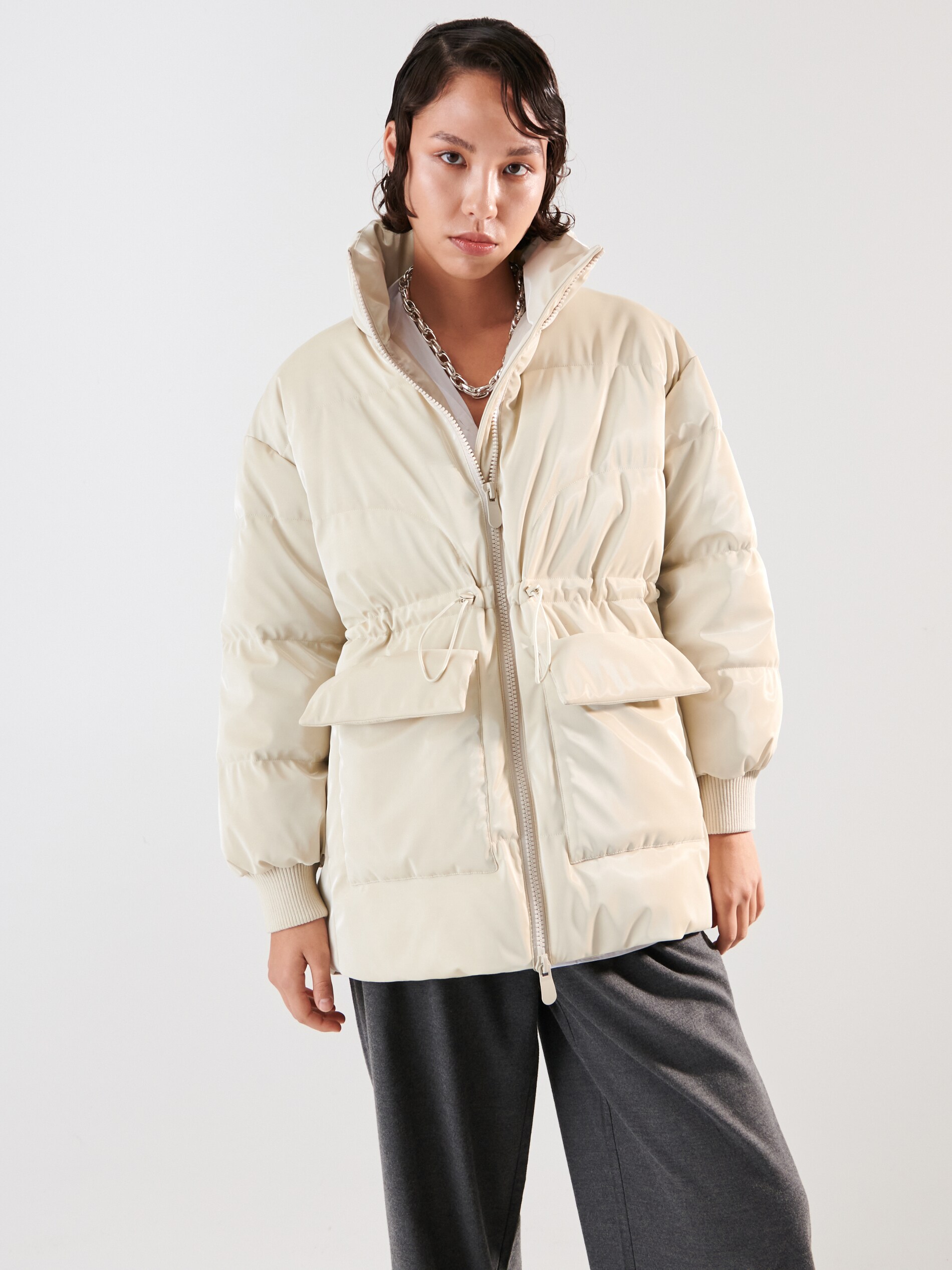 Акція на Куртка зимова жіноча Sinsay 3115F-02X XL Бежева від Rozetka