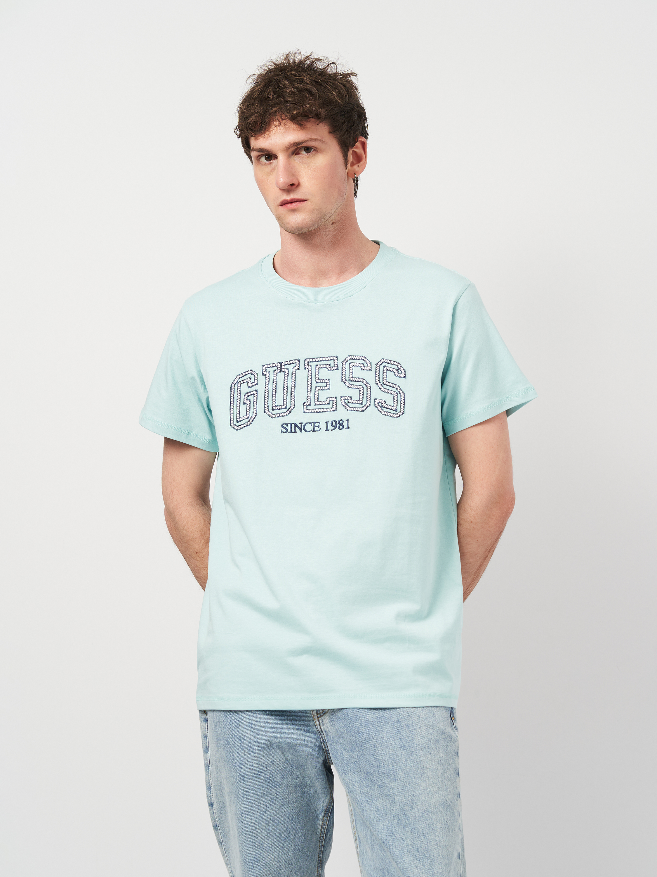 Акція на Футболка чоловіча Guess M4GI62-I3Z14-A733 L Синя від Rozetka