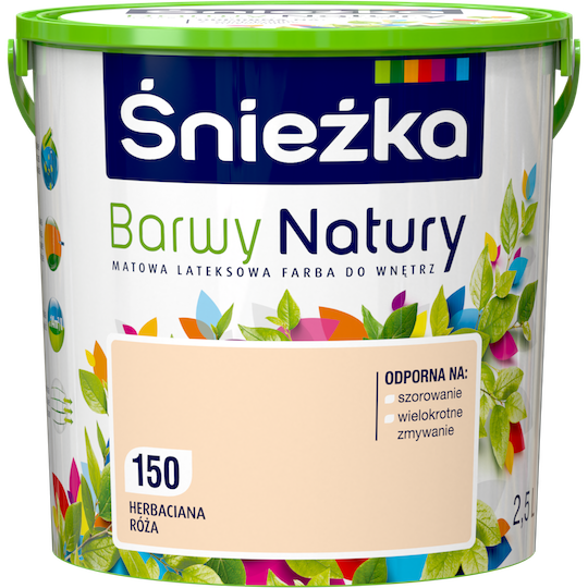 

Матовая латексная краска для интерьеров Sniezka Barwy Natury 150Т Светло-песочный ЧАЙНАЯ РОЗА 2.5л
