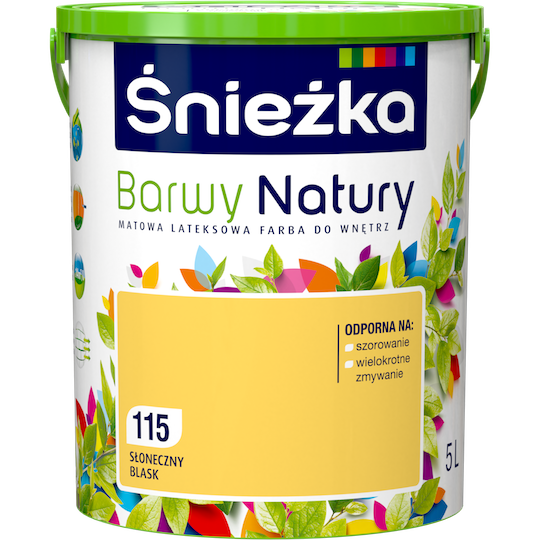 

Матовая латексная краска для интерьеров Sniezka Barwy Natury 115Т Жёлтый СОЛНЕЧНЫЙ БЛЕСК 5л