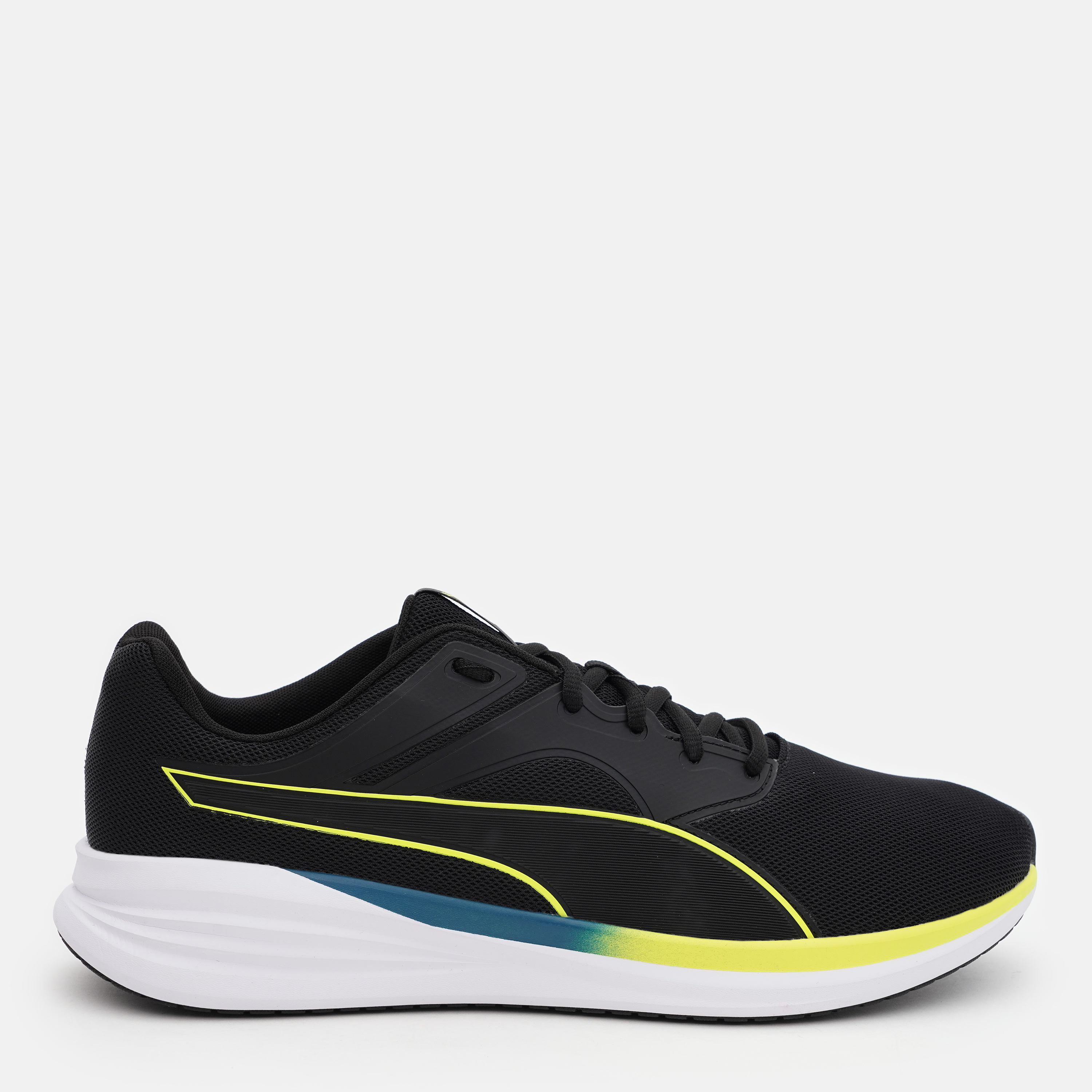 Акція на Чоловічі кросівки для бігу Puma Transport 37702840 46 (11UK) 30 см Puma Black-Lime Pow-Ocean Tropic від Rozetka