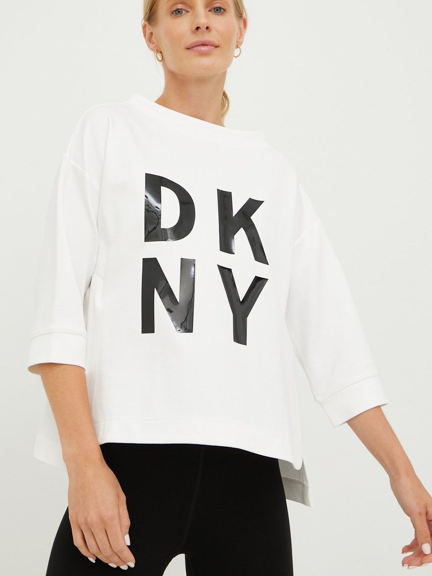 Акція на Топ жіночий DKNY 3/4 Slv Pop Over DP9T7103-WHB L Білий/Чорний від Rozetka