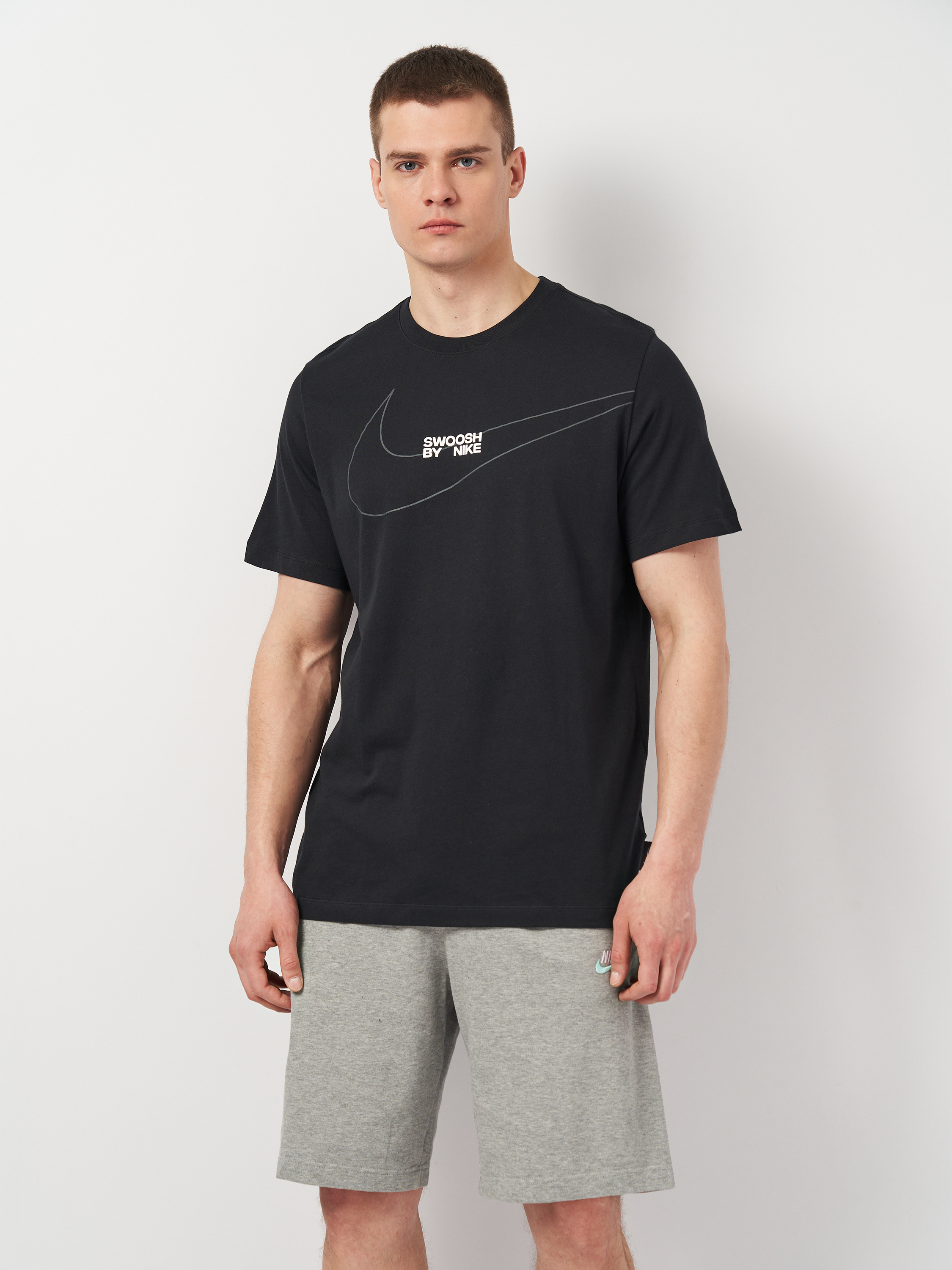 Акція на Футболка довга чоловіча Nike M Nsw Tee Lbr Big Swoosh FQ3785-010 XL Чорна від Rozetka