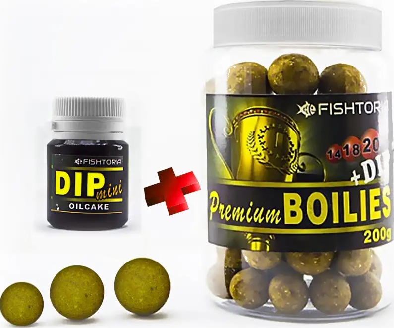 Бойлы насадочные Fishtoria Premium Boilies 14.18.20 мм 200 г + DIP 20 ...