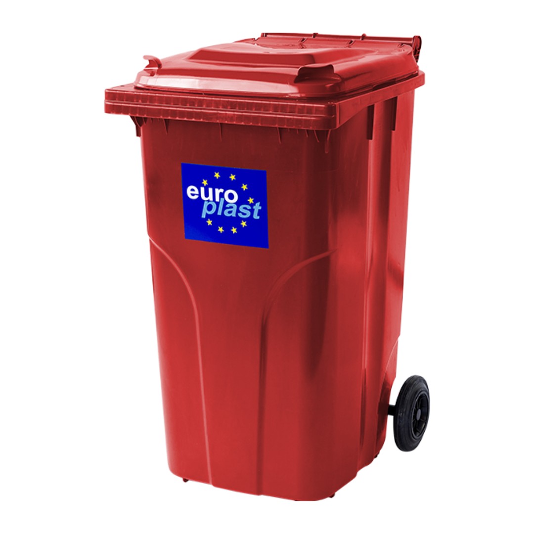 Мусорный бак Europlast пластиковый 240 л красный – фото, отзывы ...