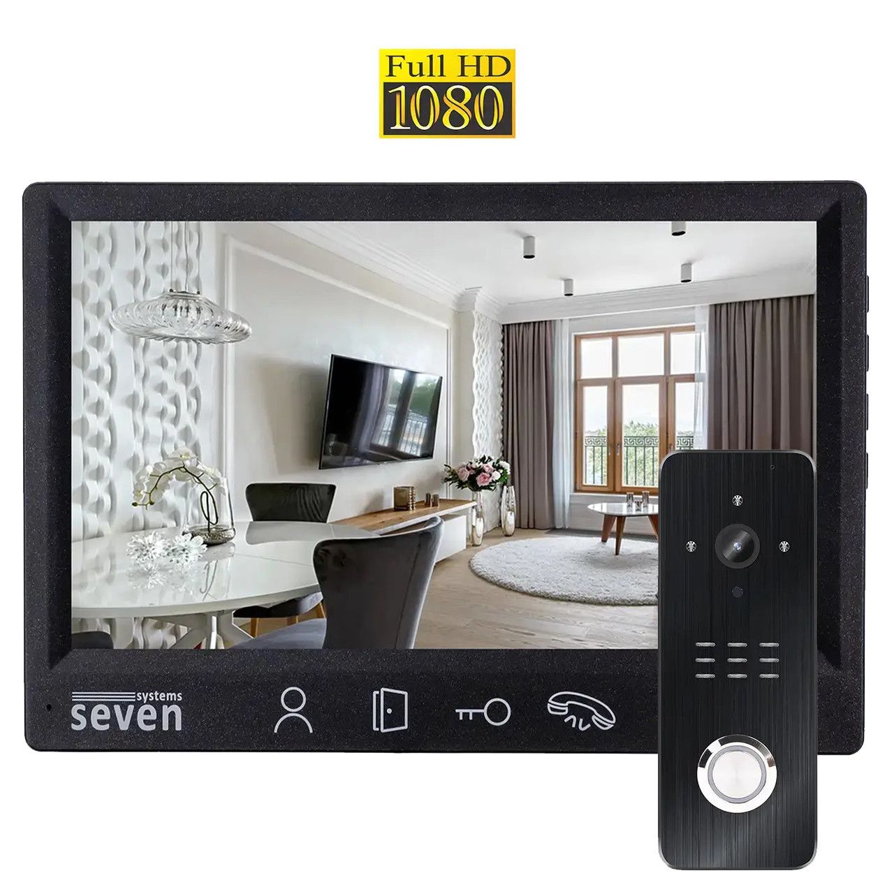 Комплект домофона 7 дюймов с вызывной панелью SEVEN DP-7571/07Kit black ...