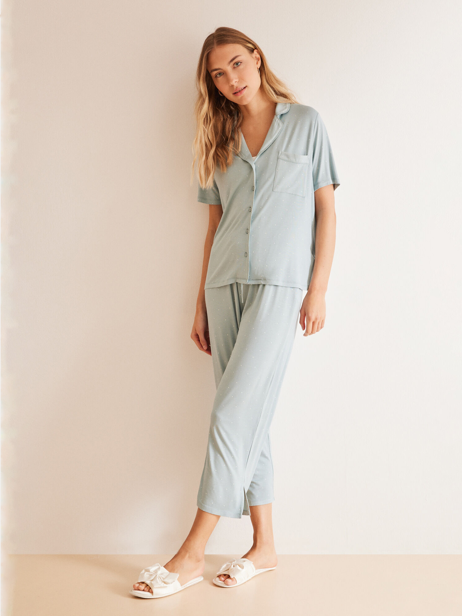 Акція на Піжама (сорочка + штани) жіноча з віскози Women'Secret ST SPRING PJ FR 4757947 S Синя від Rozetka