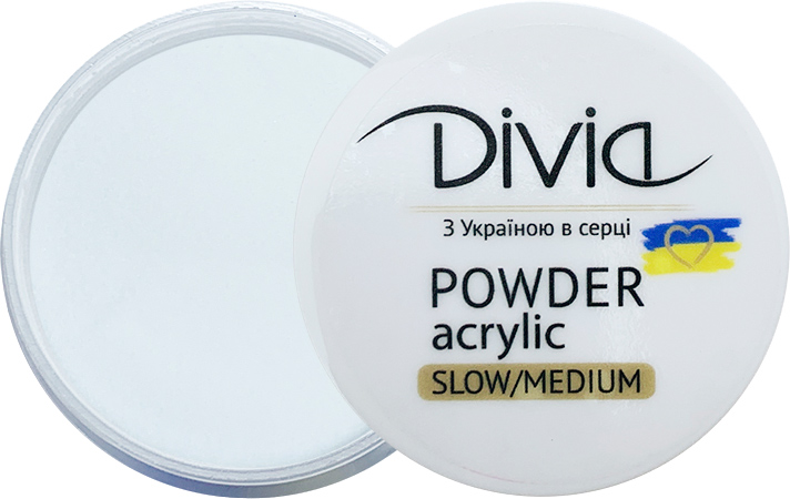 Акриловая пудра для наращивания ногтей Divia Powder Acrylic Slow/Medium ...