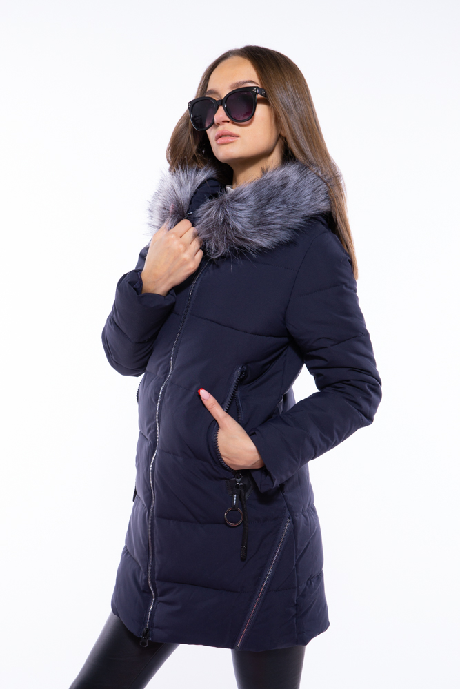 

Женская приталеная куртка Time of Style 120PSKL3709 XL Темно-синий