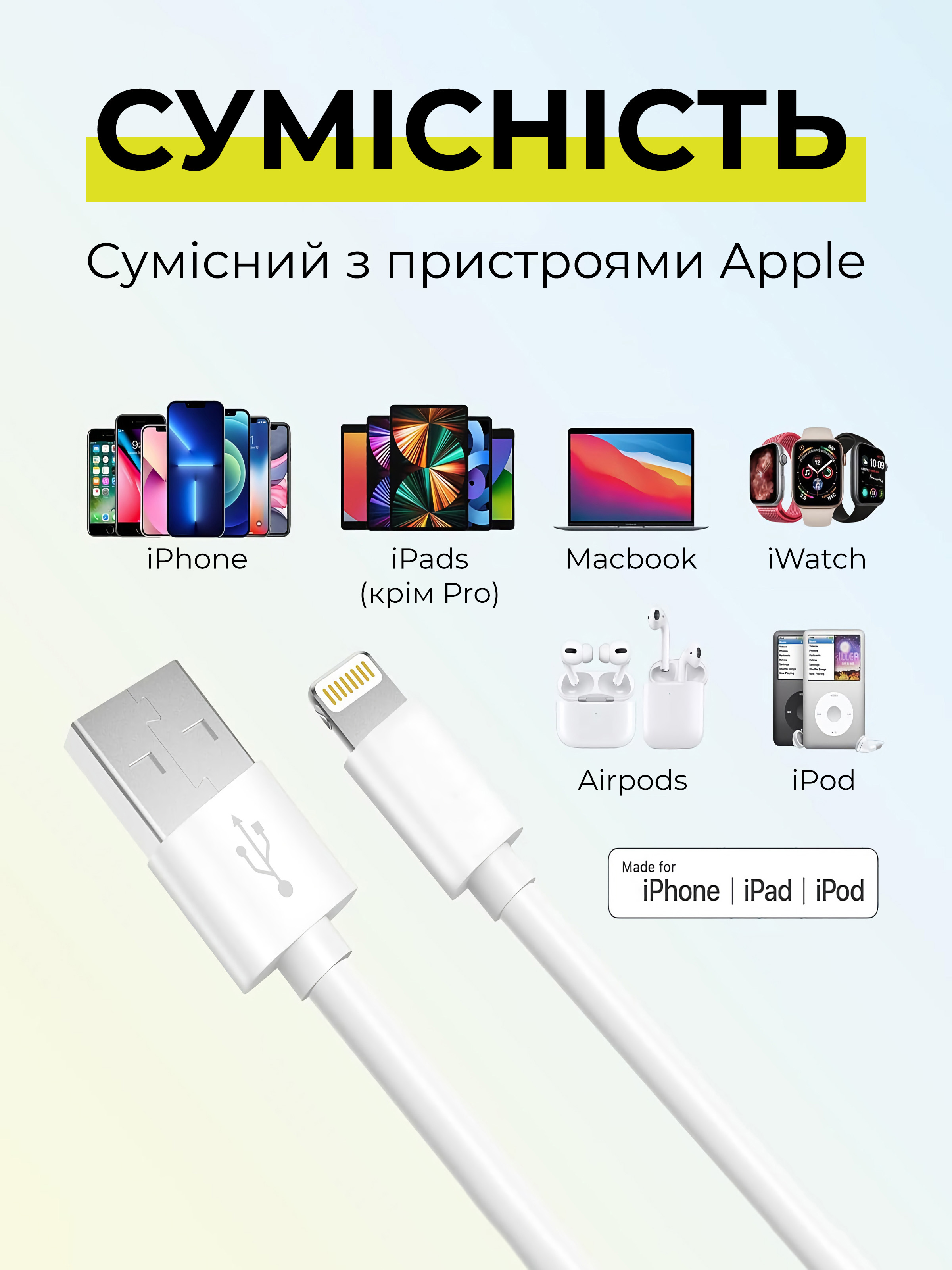 Кабель для iPhone Apple Lightning to USB Data Cable зарядный кабель для  iPad iPhone iPod IOS провод синхронизации 2М PAVLYSH PC-55 – фото, отзывы,  характеристики в интернет-магазине ROZETKA от продавца: kostor |