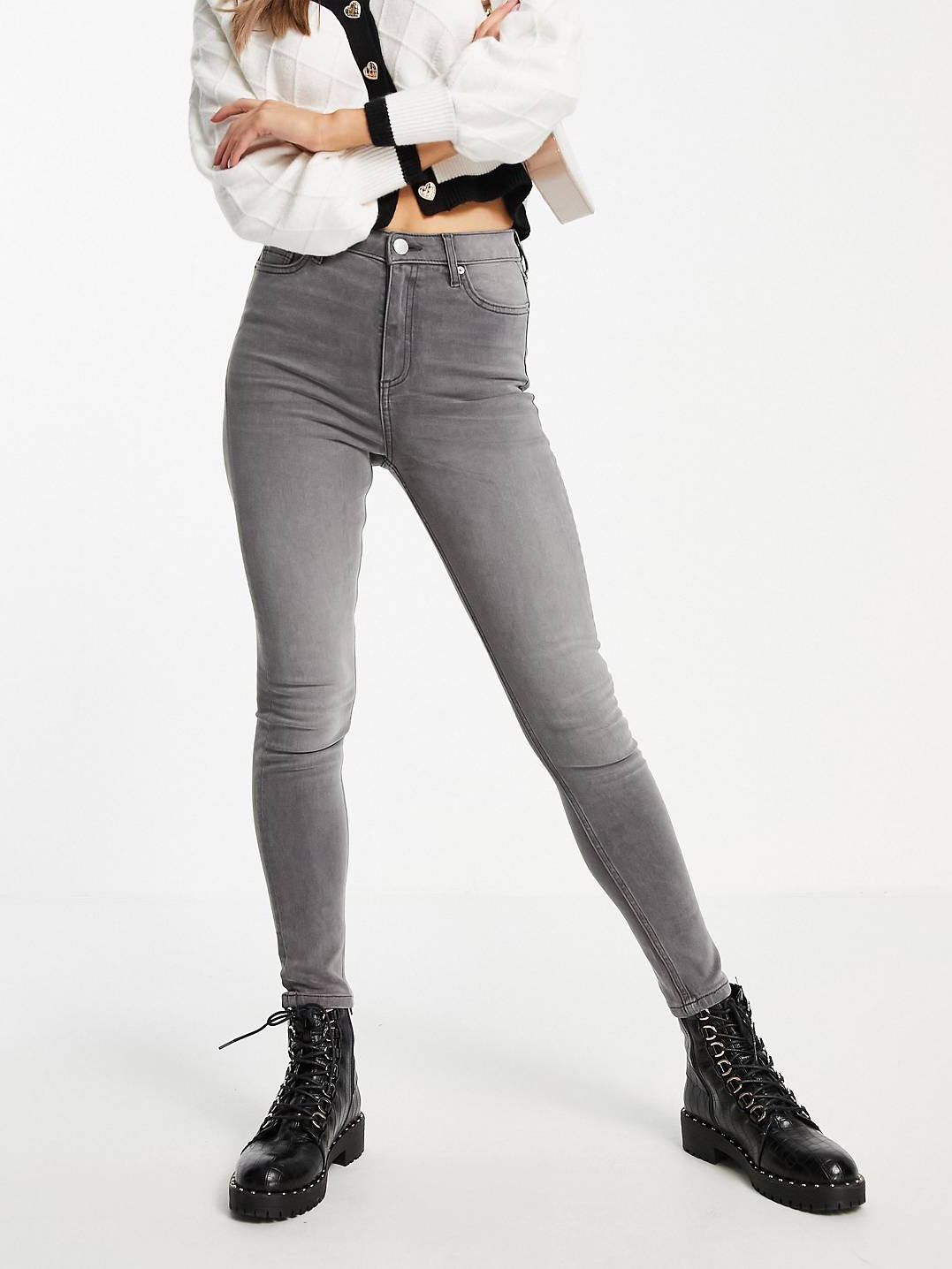 Акція на Джинси Skinny жіночі Miss Selfridge 500042712 34 Сірі від Rozetka