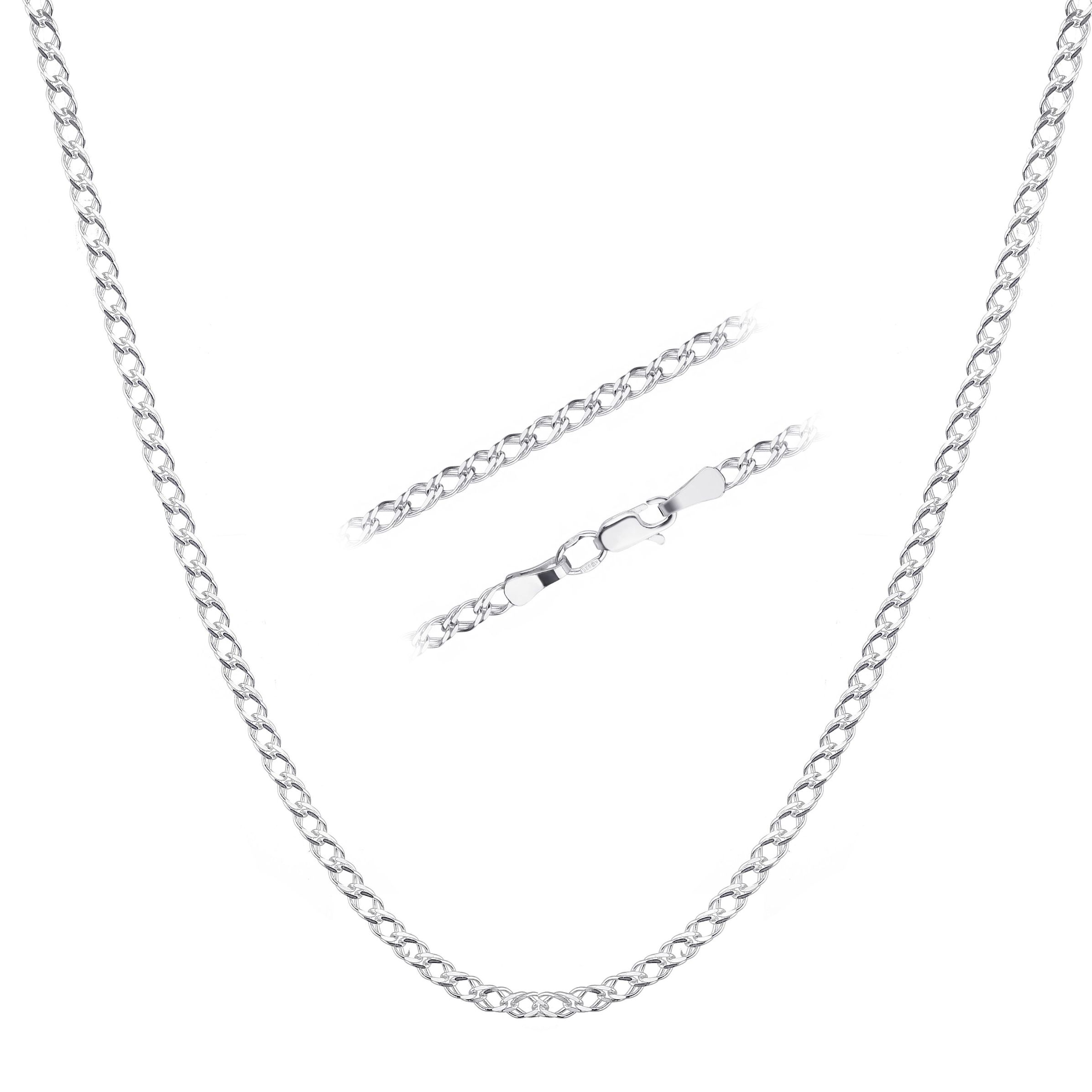 

Мужская родированная серебряная цепочка ДВОЙНОЙ РОМБ 2.5 мм размер 50 см