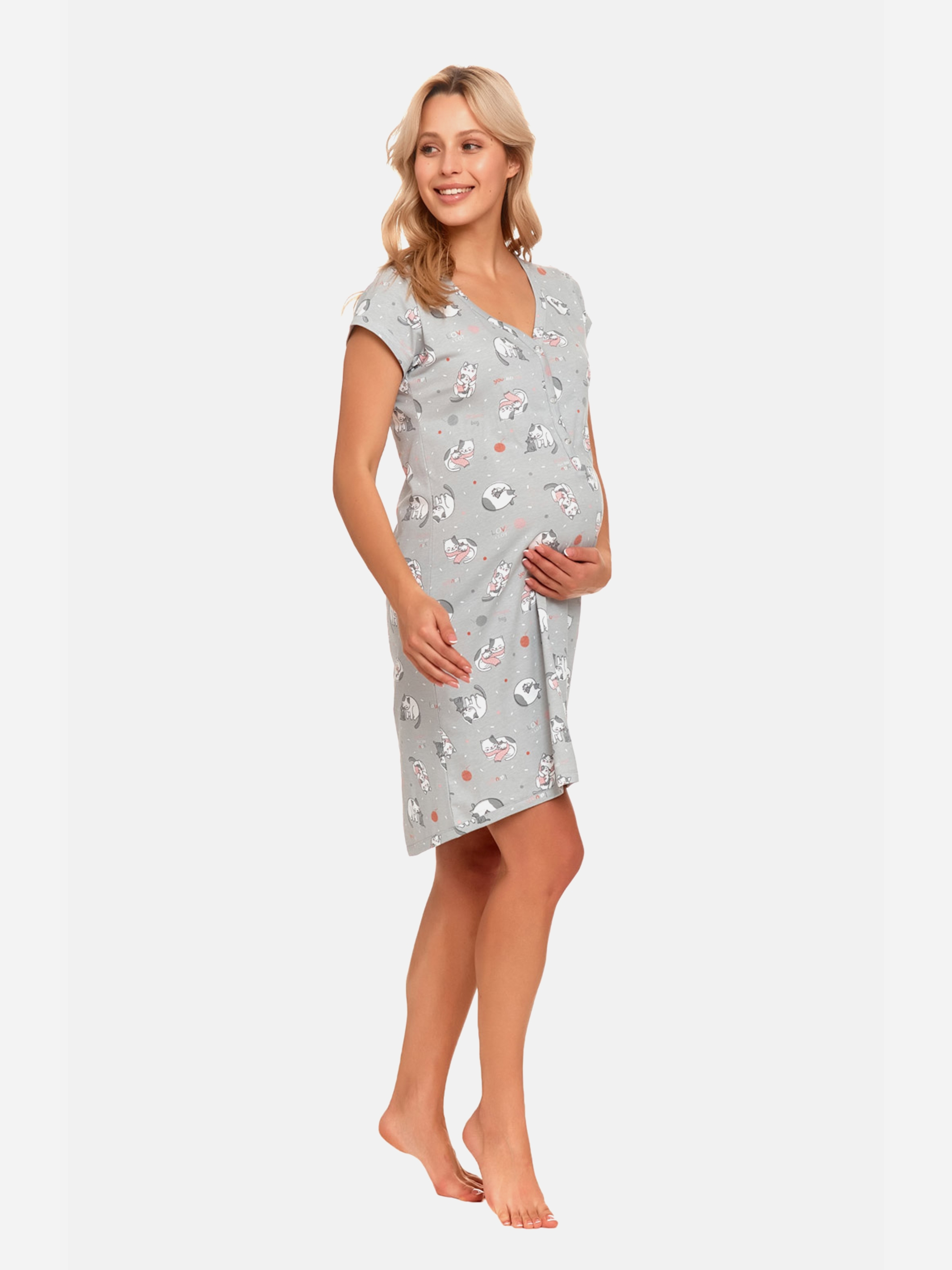 Акція на Нічна сорочка жіноча бавовняна для вагітних Doctor Nap Tcb.4110 XL Сіра від Rozetka