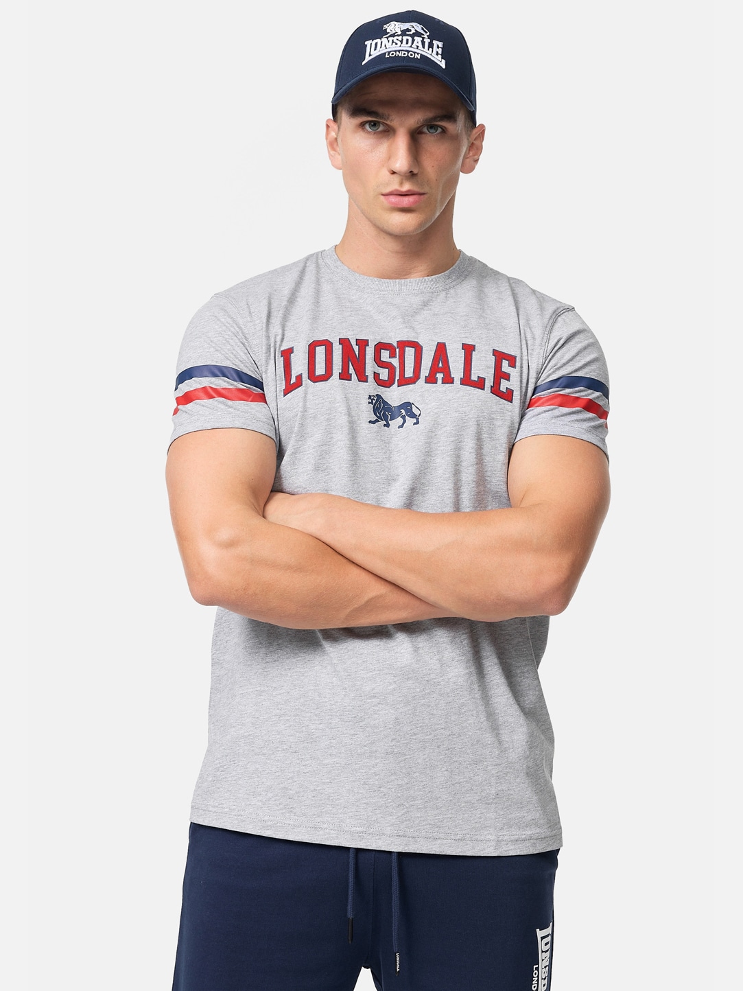 Акція на Футболка бавовняна довга чоловіча Lonsdale Bunnaglanna 117446-1544 S Сірий/Синій/Червоний від Rozetka