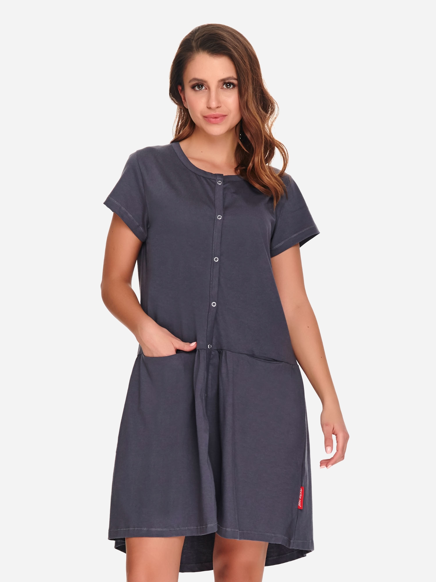 Акція на Нічна сорочка жіноча бавовняна для вагітних Doctor Nap TCB.9445 XL Графітова від Rozetka