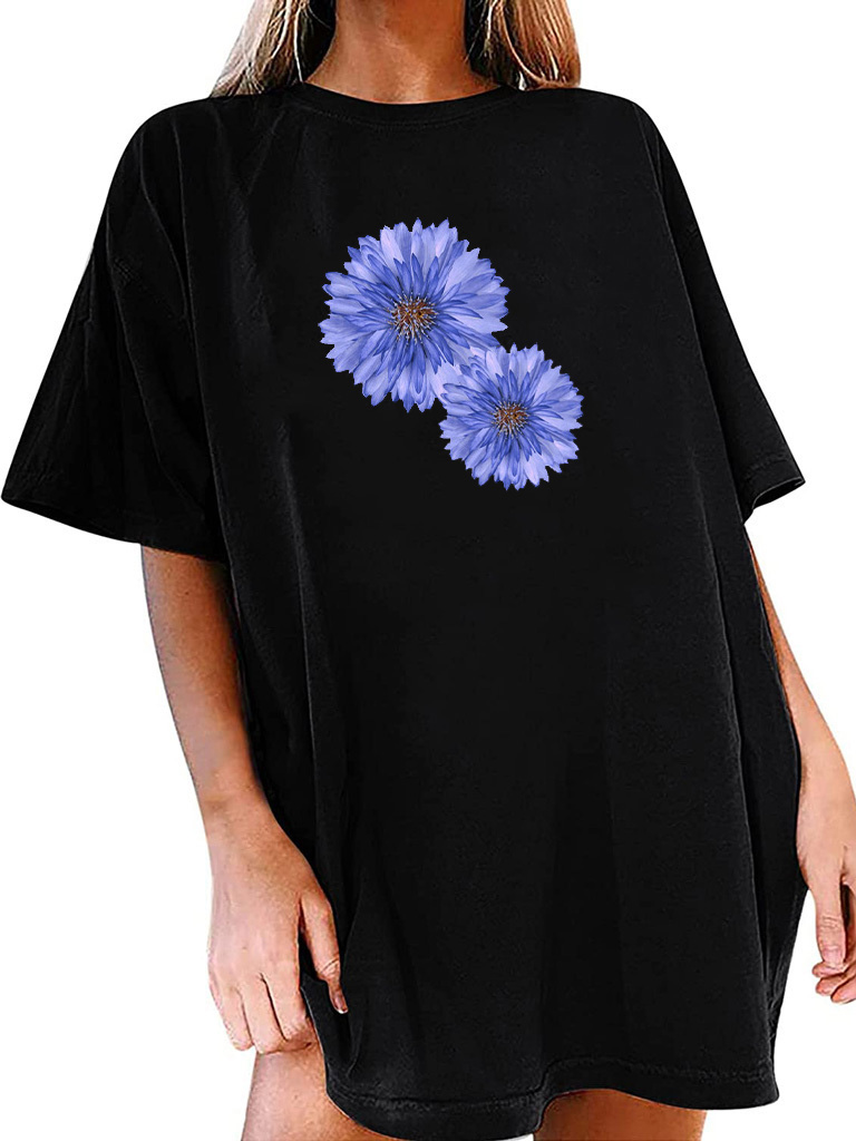 Акція на Плаття-футболка коротке літнє великого розміру жіноче Love&Live Chintz Floral LLP04769 XL-XXL Чорне від Rozetka