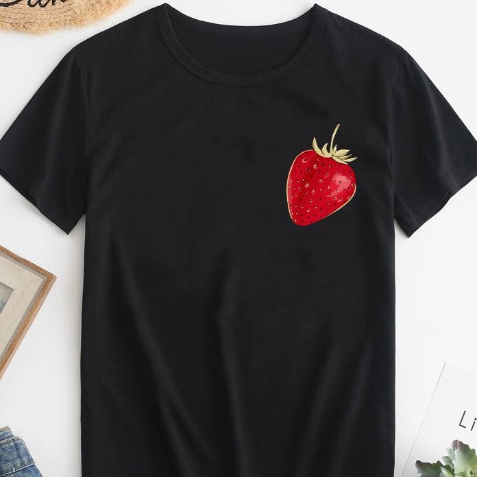 Акція на Футболка бавовняна жіноча Zuzu Artisanal Strawberry ZZP00821 M Чорна від Rozetka