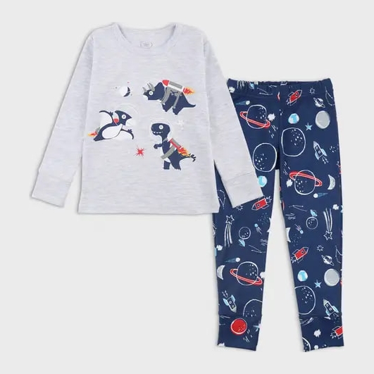 Акція на Дитяча піжама для хлопчика Flamingo 256-086 98 см Меланж/Темно-синя від Rozetka
