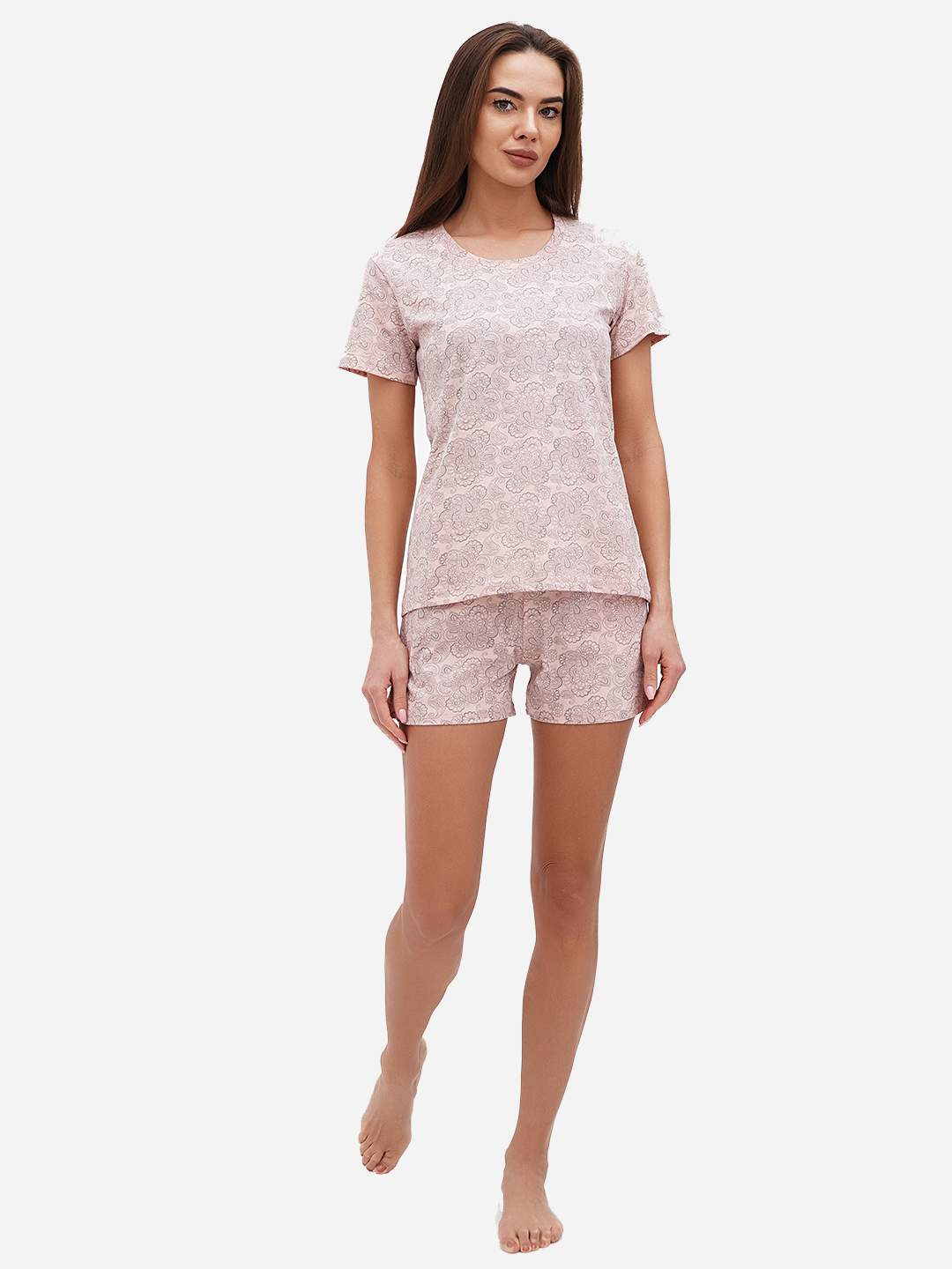 Акція на Піжама (футболка + шорти) жіноча великих розмірів бавовняна LUCCI 120131019а 52 Рожева від Rozetka