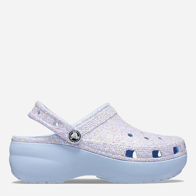 Акція на Жіночі крокси Crocs Classic Platform Glitter Clog W 207241-4NT-W8 38-39 24 см Блакитні З кольоровими блискітками від Rozetka