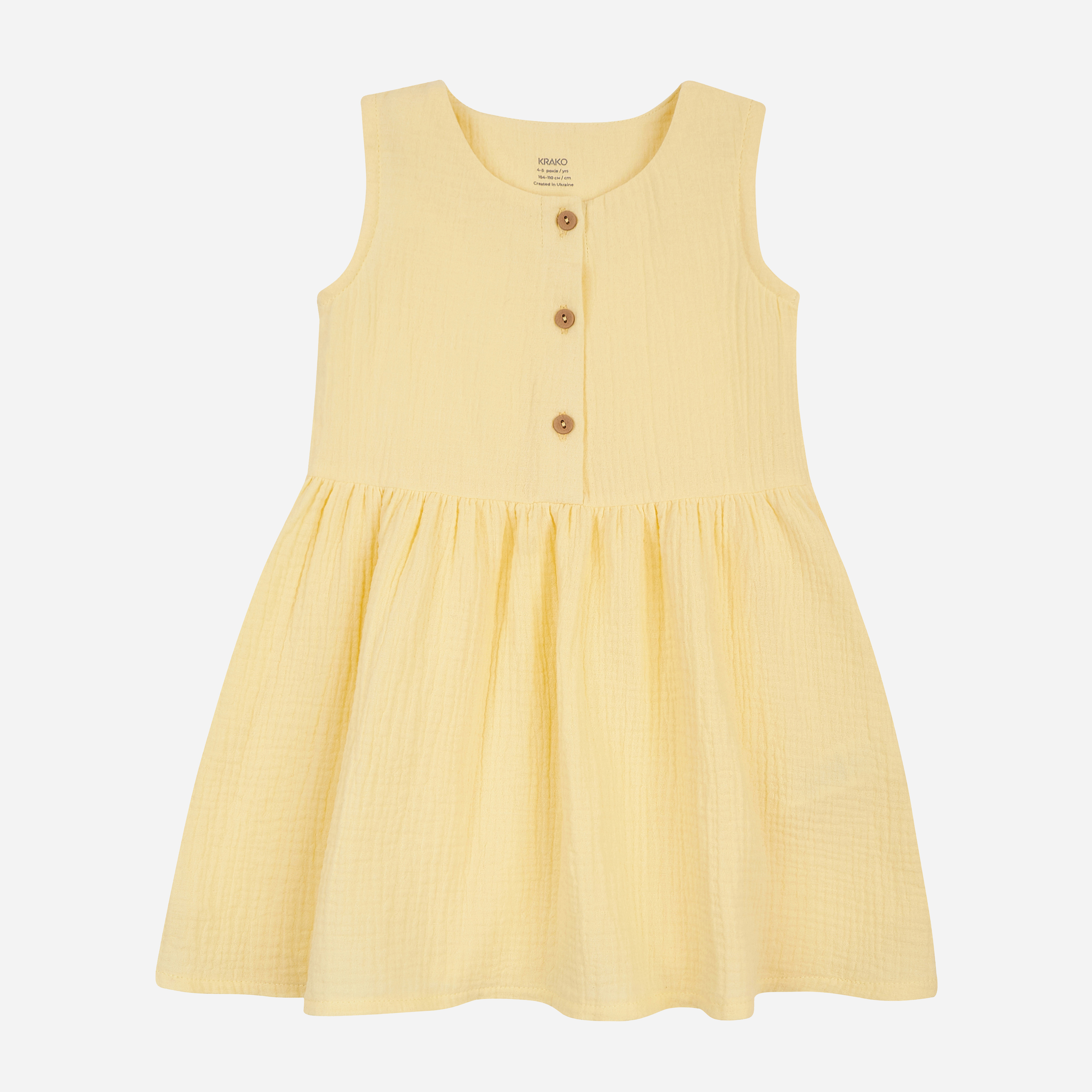 Акція на Дитяче літнє муслінове плаття для дівчинки KRAKO 6000D22 98-104 см Жовте від Rozetka