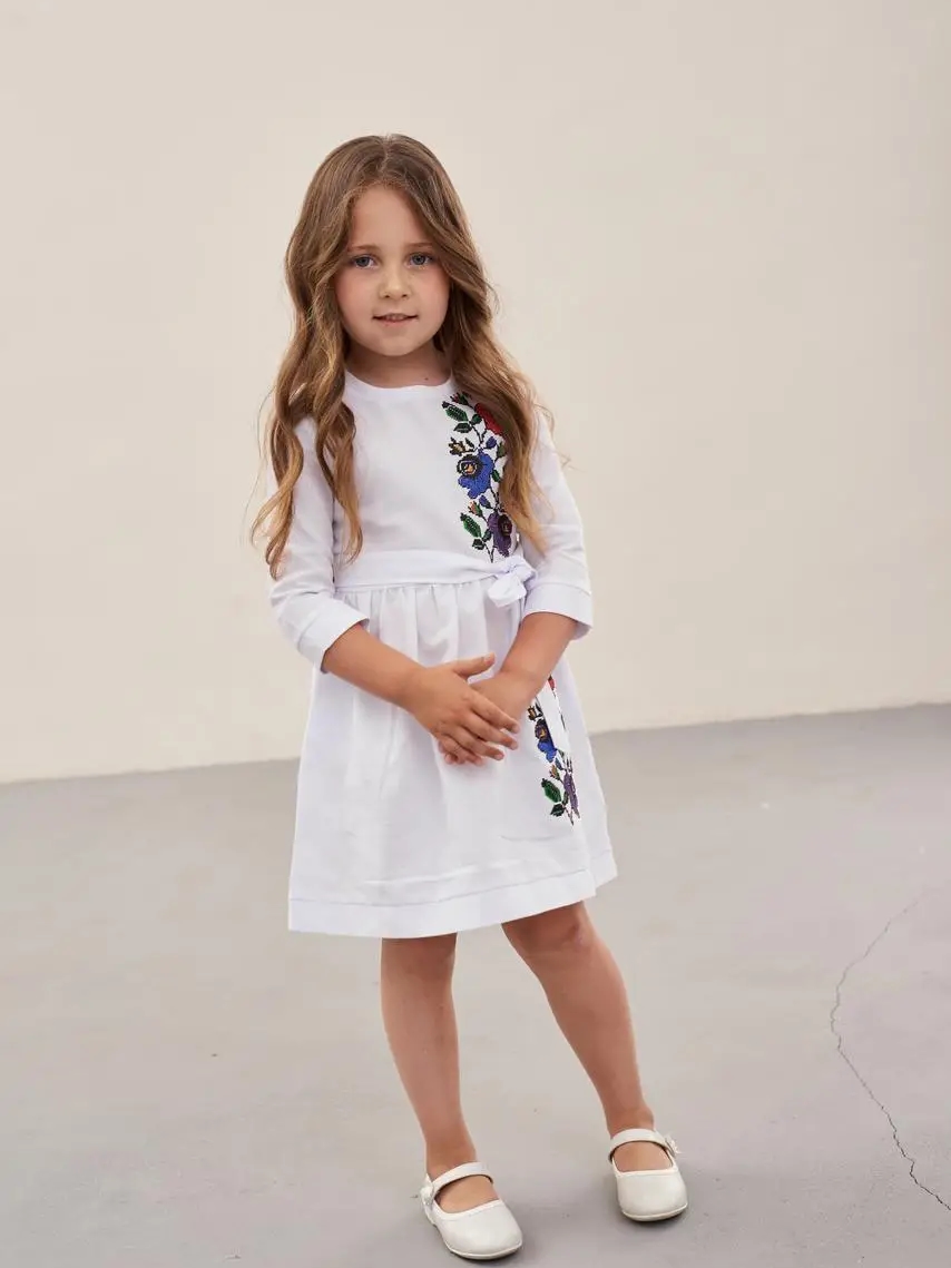 Акція на Дитяча сукня-вишиванка для дівчинки MEREZHKA Мальва ksd067 116-122 см Біла від Rozetka